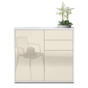 wohnli-moebel-suche-800000587595-1 KOMMODE Ben Front in Creme Hochglanz Holzwerkstoff Vladon Möbel > Kommoden & Schubladenschränke > Kommoden Weiß