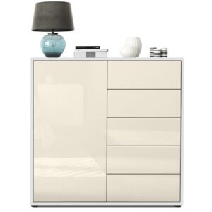 wohnli-moebel-suche-800000587598-1 KOMMODE Ben Front in Creme Hochglanz Holzwerkstoff Vladon Möbel > Kommoden & Schubladenschränke > Kommoden Weiß