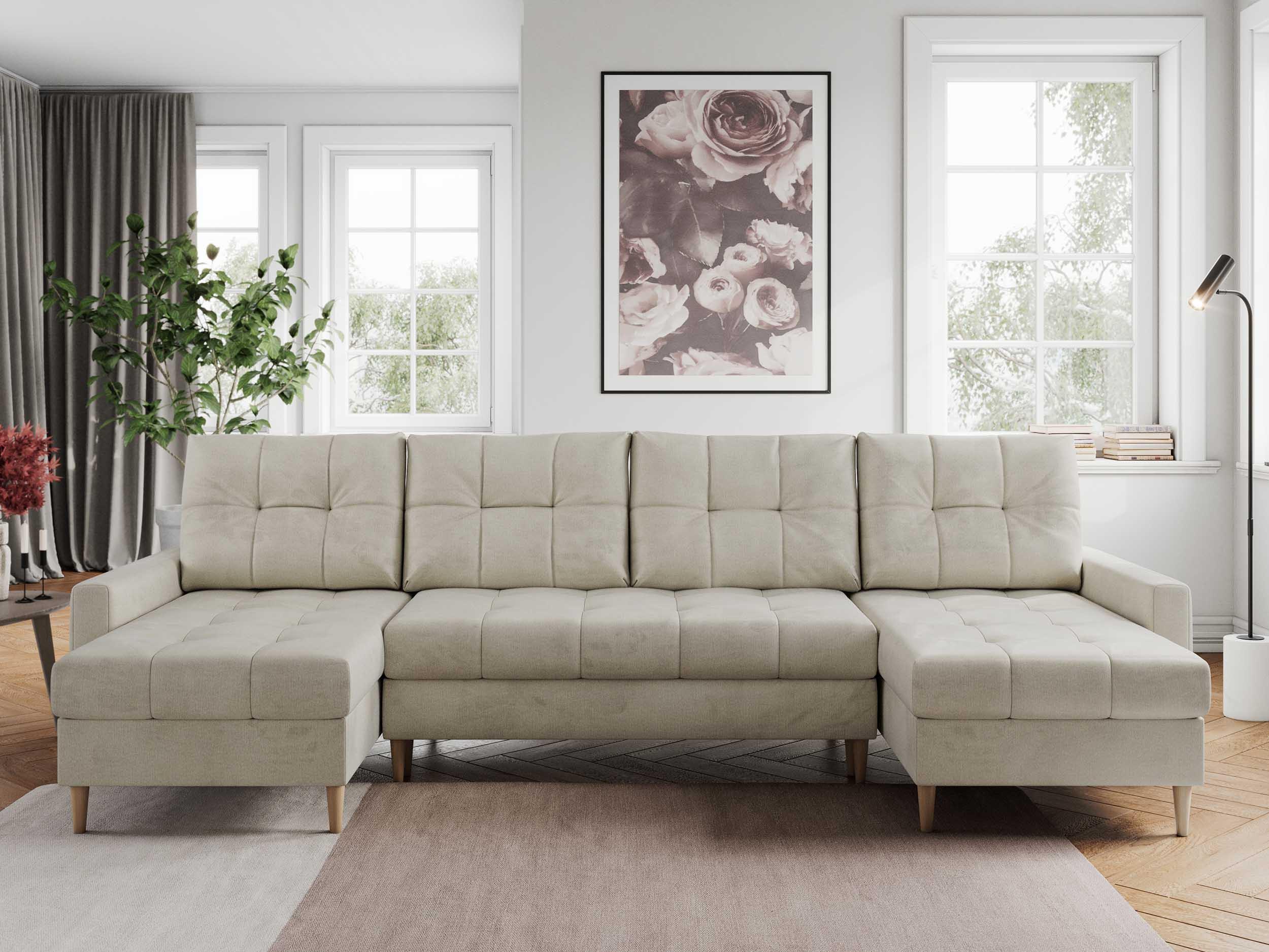 wohnli-moebel-suche-800000587762-1 WOHNLANDSCHAFT Colin U Velvet Beige Textil MKS Möbel > Sofas & Couches > Wohnlandschaften > Wohnlandschaften U-Form Beige