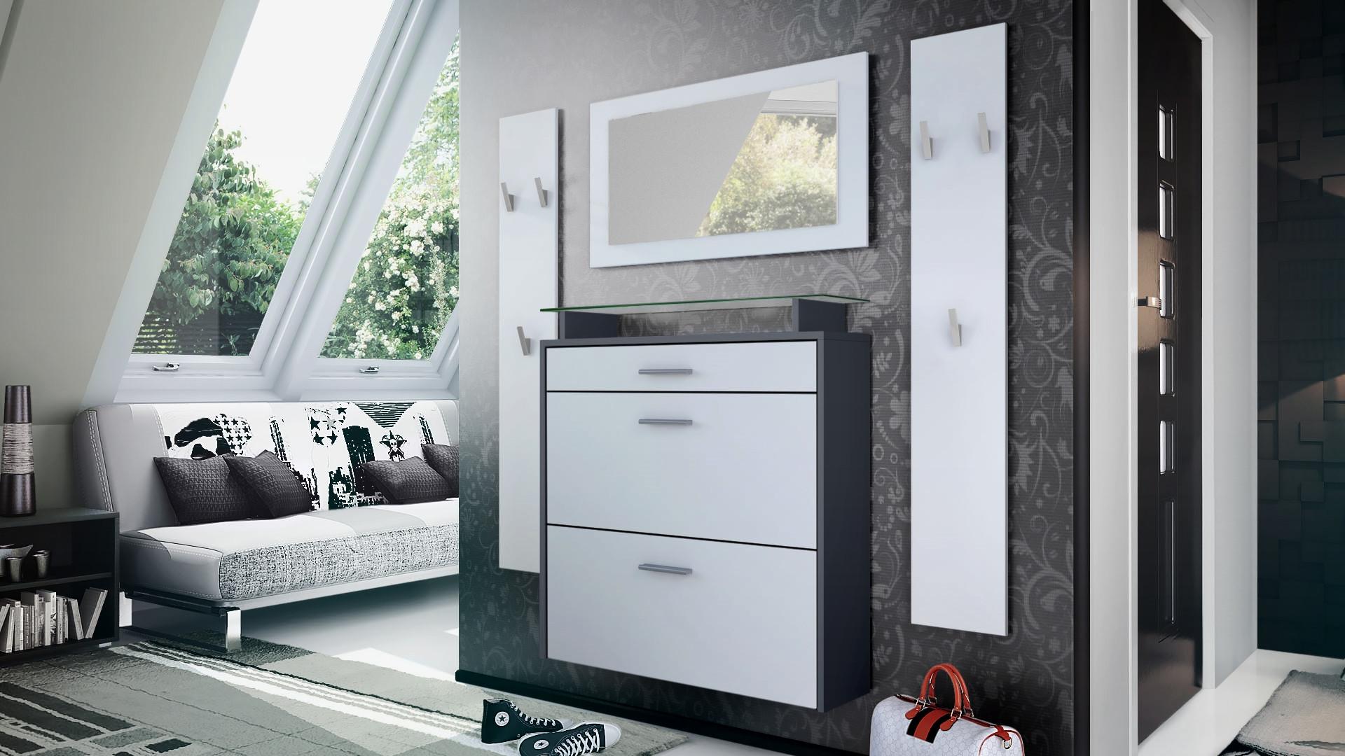 wohnli-moebel-suche-800000591082-1 GARDEROBE Malea Fronten in Weiß matt Holzwerkstoff Vladon Garderoben Weiß