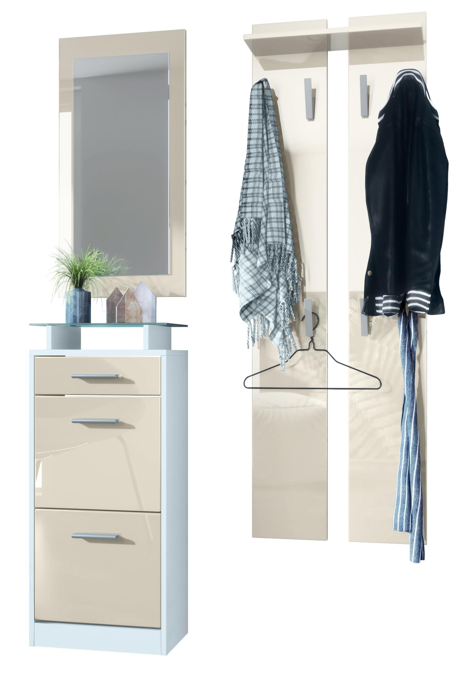 Wohnli Möbelsuche - GARDEROBE Loret Front in Creme Hochglanz