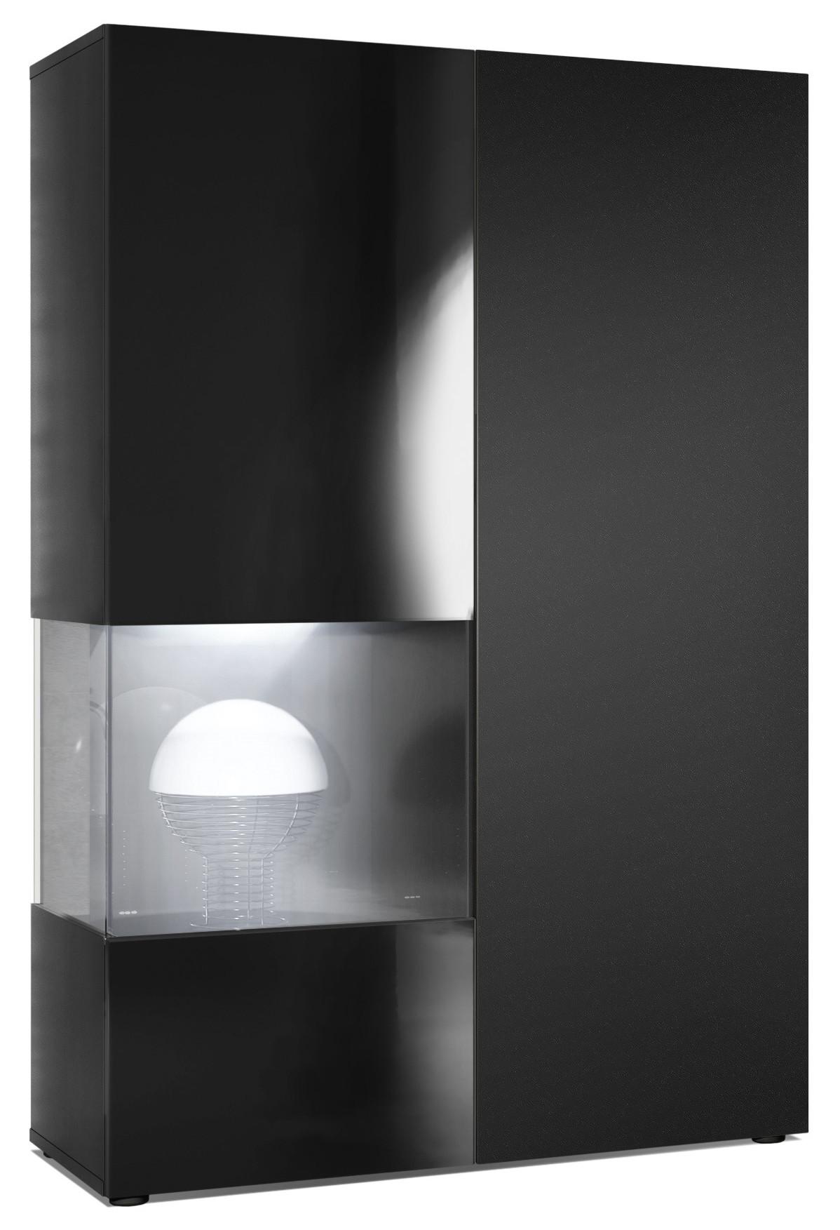wohnli-moebel-suche-800000591118 Wohnli Möbelsuche - VITRINE Morena Tür und Einsatz in Schwarz Matt