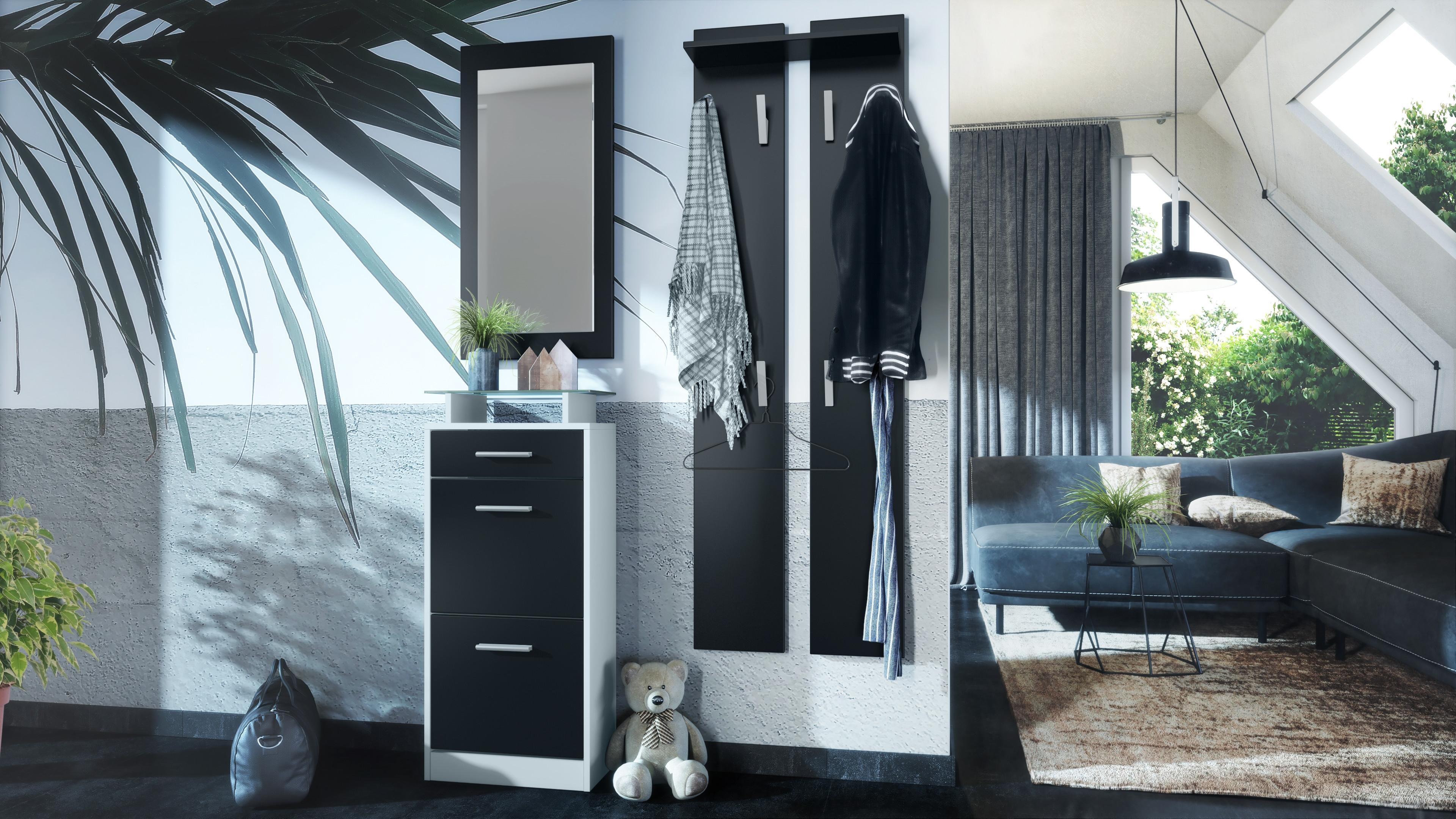 wohnli-moebel-suche-800000591164-1 GARDEROBE Loret Front in Schwarz matt Holzwerkstoff Vladon Garderoben Schwarz