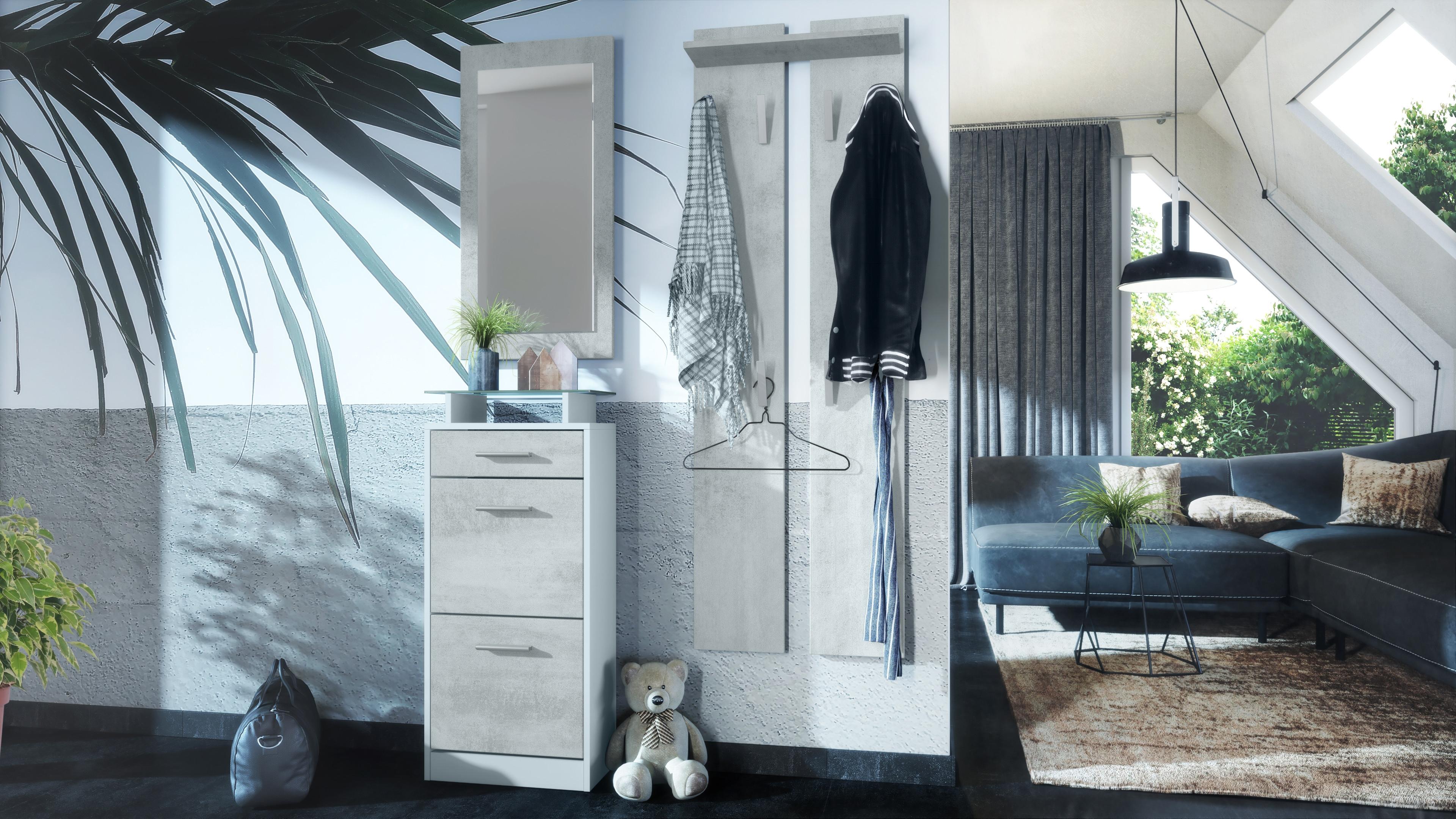 GARDEROBE Loret Front in Beton Oxid Optik Holzwerkstoff Vladon Garderoben Grau