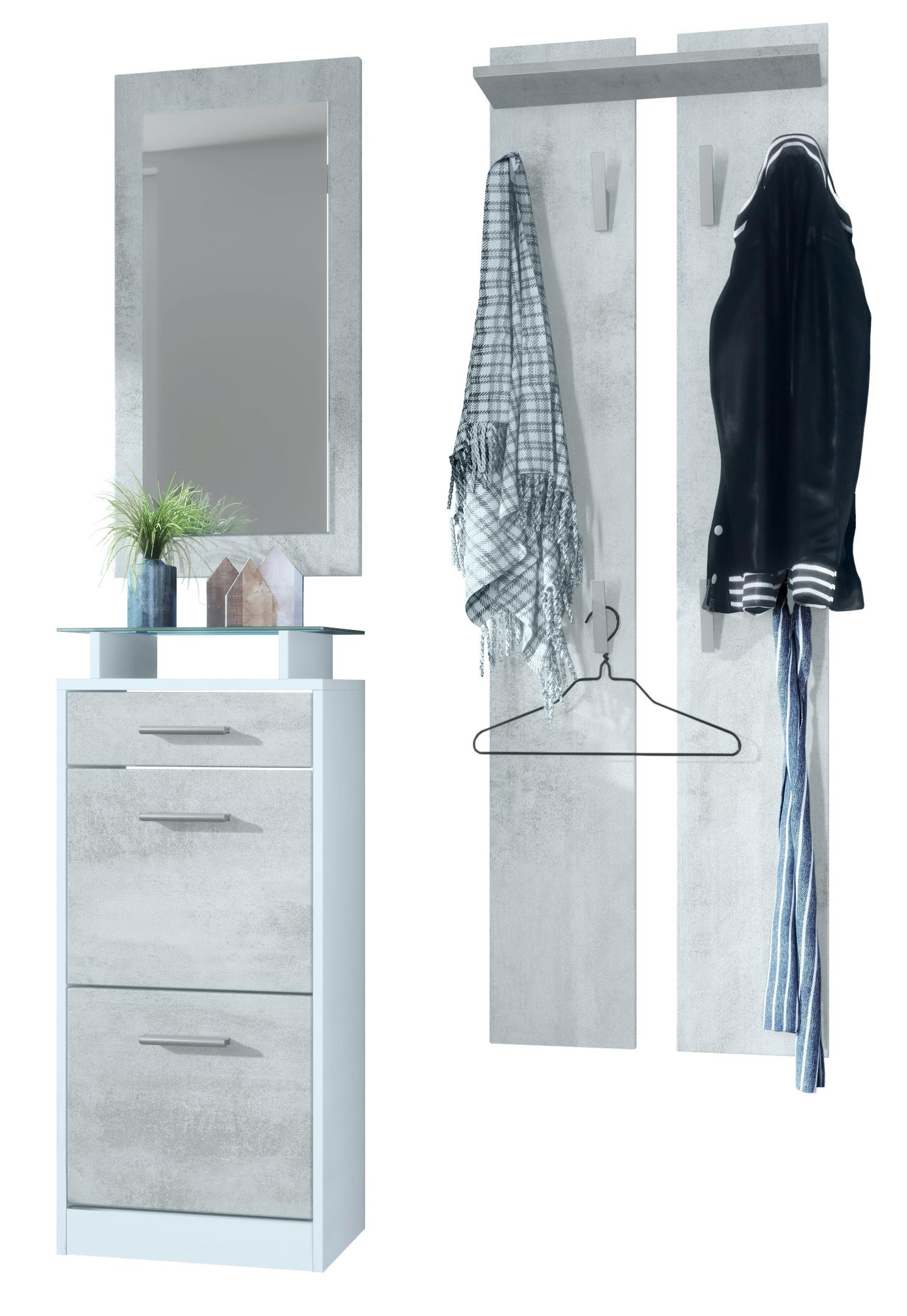 Wohnli Möbelsuche - GARDEROBE Loret Front in Beton Oxid Optik