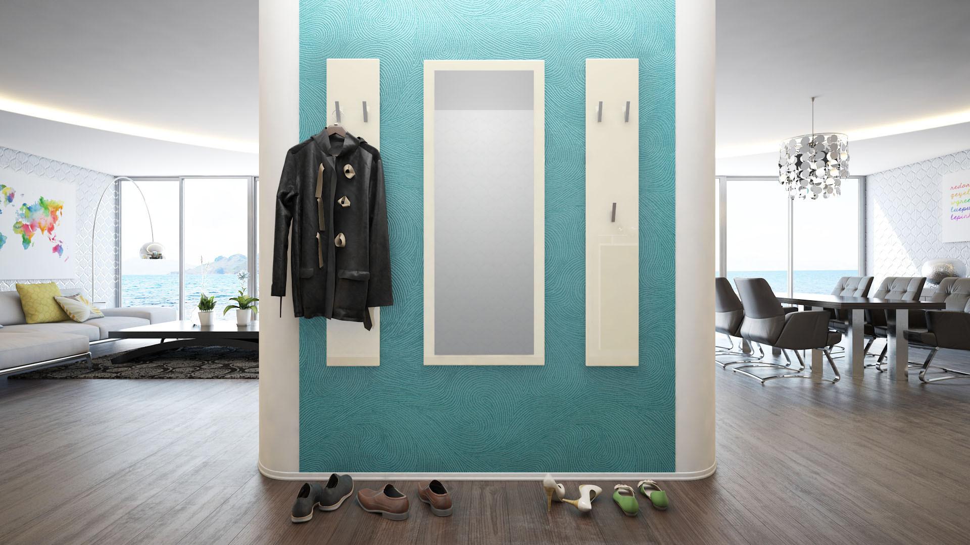 GARDEROBE Spot Creme Hochglanz Holzwerkstoff Vladon Garderoben Weiß