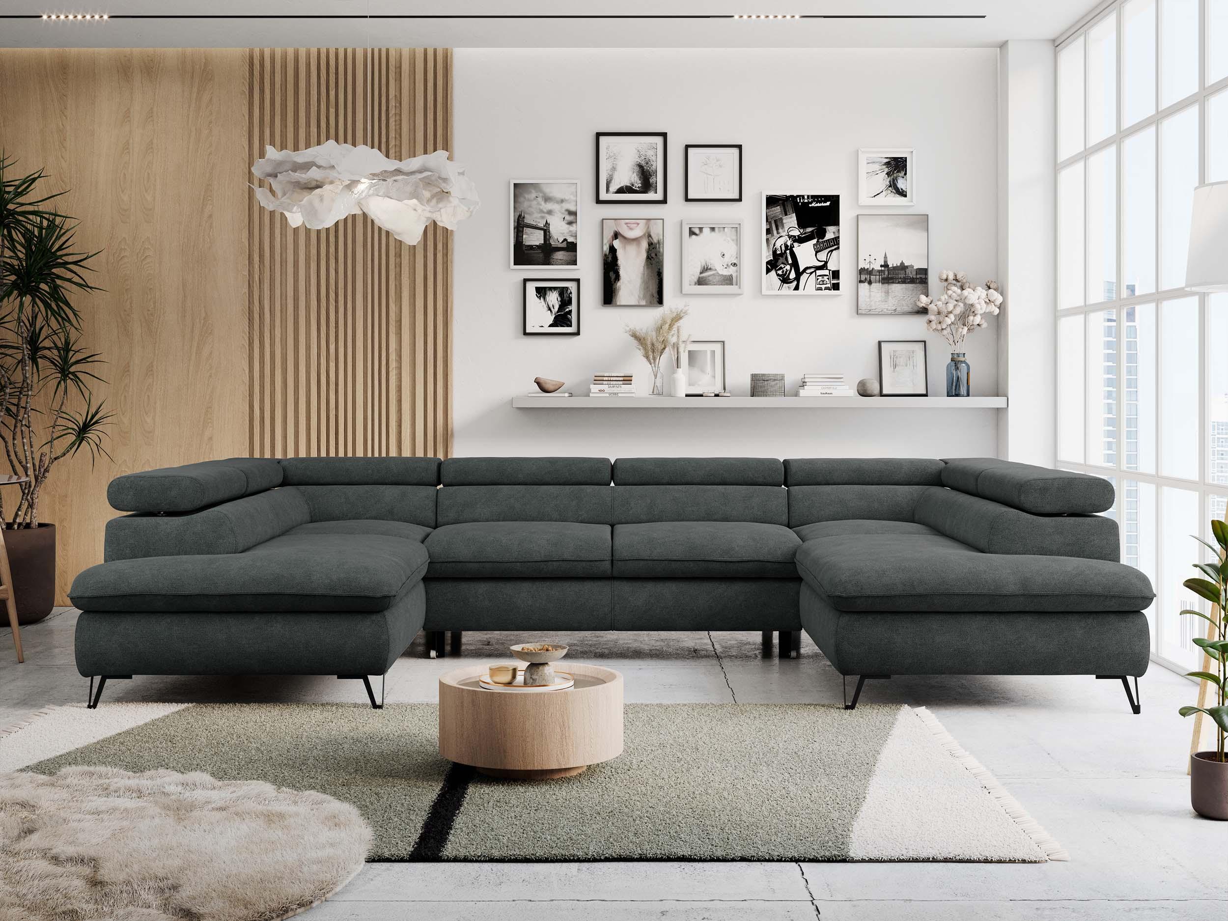 WOHNLANDSCHAFT PETER U Struktur Dunkelgrau Textil MKS Möbel > Sofas & Couches > Wohnlandschaften > Wohnlandschaften U-Form Grau