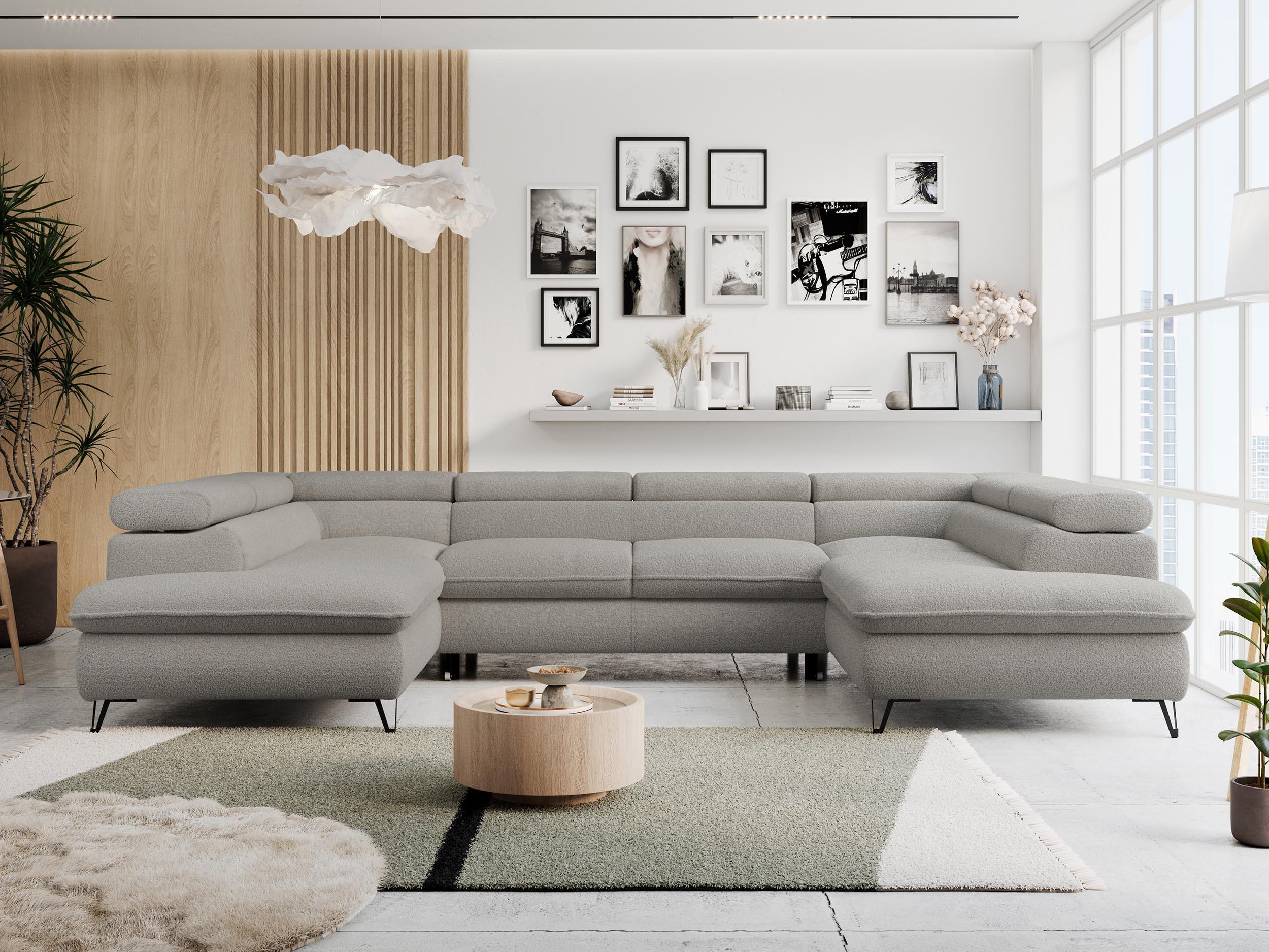WOHNLANDSCHAFT PETER U Boucle Hellgrau Textil MKS Möbel > Sofas & Couches > Wohnlandschaften > Wohnlandschaften U-Form Grau