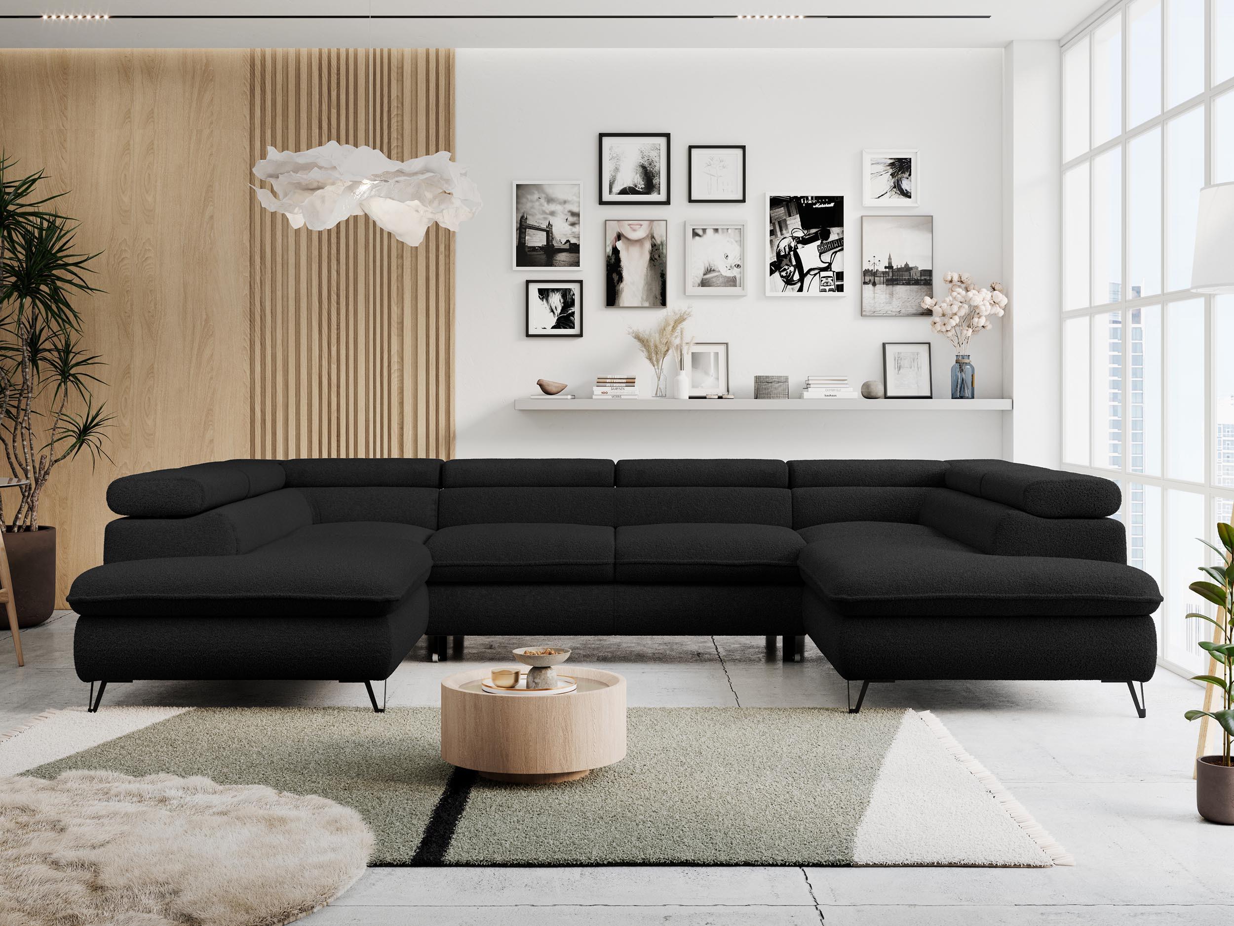 wohnli-moebel-suche-800000593733-1 WOHNLANDSCHAFT PETER U Boucle Schwarz Textil MKS Möbel > Sofas & Couches > Wohnlandschaften > Wohnlandschaften U-Form Schwarz