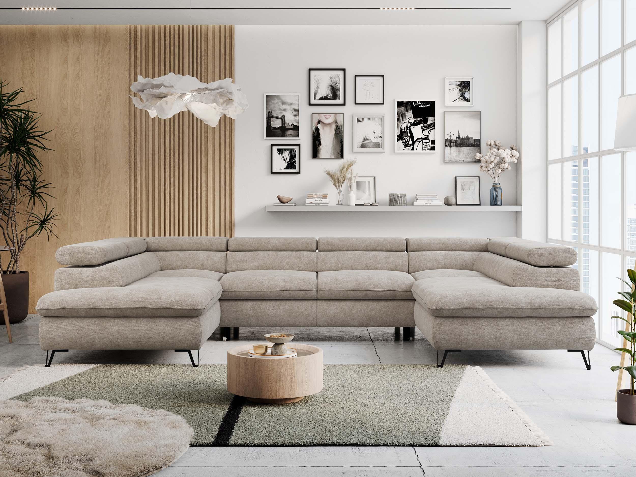 WOHNLANDSCHAFT PETER U Struktur Beige Textil MKS Möbel > Sofas & Couches > Wohnlandschaften > Wohnlandschaften U-Form Beige