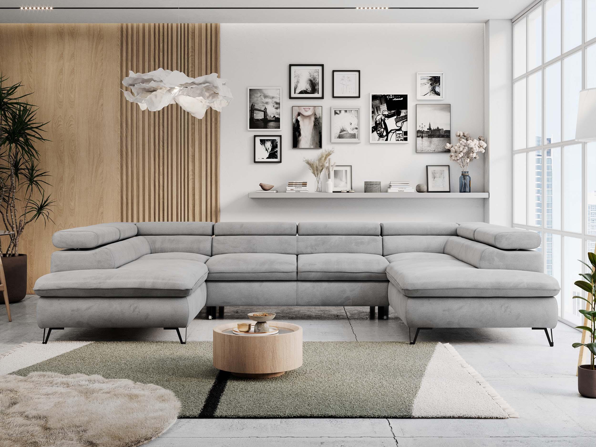 wohnli-moebel-suche-800000593752-1 WOHNLANDSCHAFT PETER U Velvet Hellgrau Textil MKS Möbel > Sofas & Couches > Wohnlandschaften > Wohnlandschaften U-Form Grau