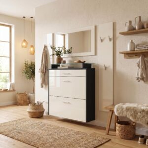 wohnli-moebel-suche-800000596334-1 GARDEROBE Malea Front in Creme Hochglanz Holzwerkstoff Vladon Garderoben Weiß