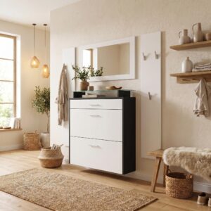GARDEROBE Malea Front in Weiß matt Holzwerkstoff Vladon Garderoben Weiß