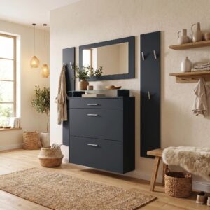 GARDEROBE Malea Front in Schwarz matt Holzwerkstoff Vladon Garderoben Schwarz