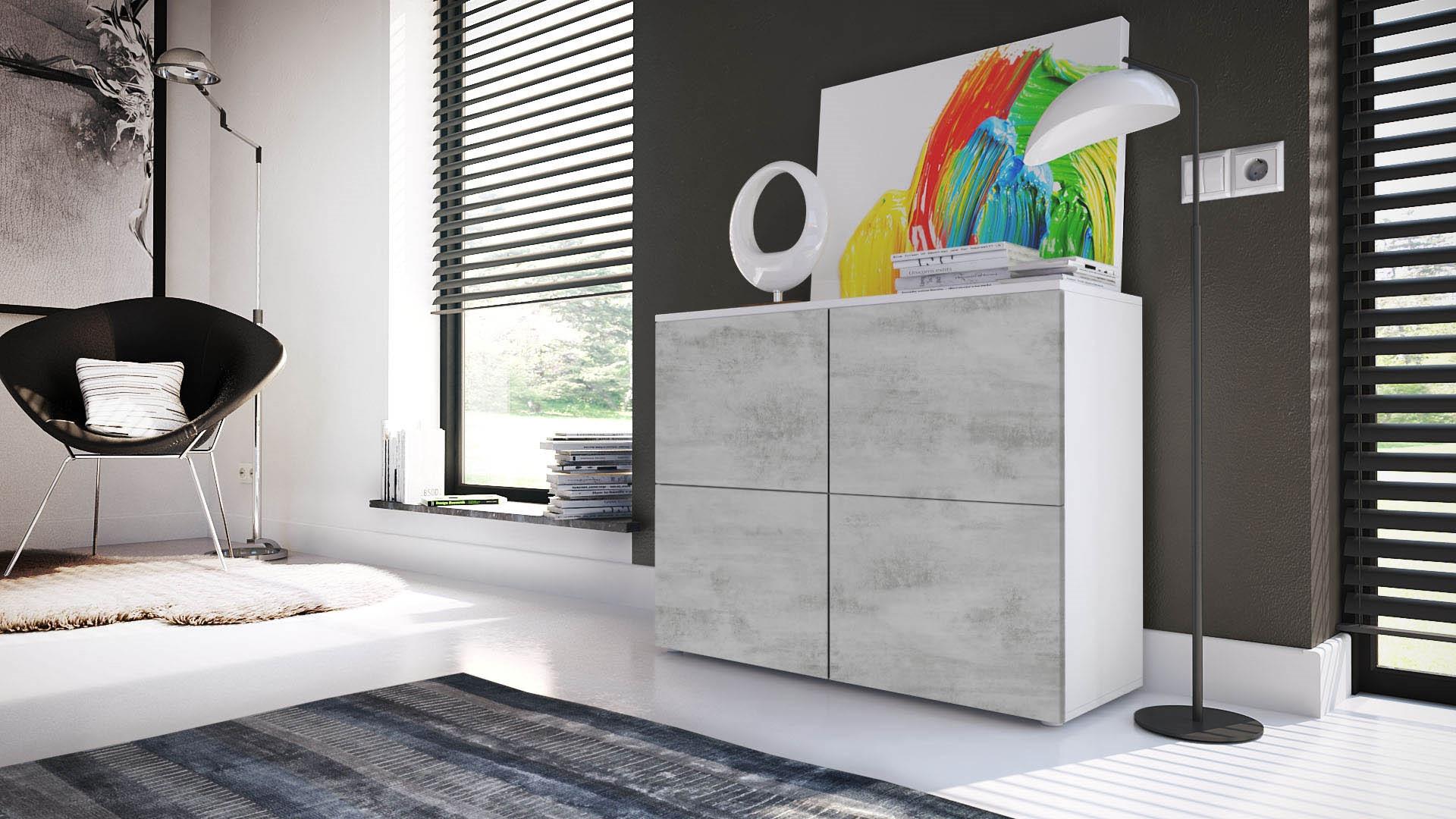 KOMMODE Rova Beton Oxid Optik / Beton Oxid Optik Holzwerkstoff Vladon Möbel > Kommoden & Schubladenschränke > Kommoden Grau