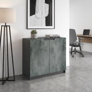wohnli-moebel-suche-800000597368-1 KOMMODE Logan Fronten in Beton Dunkel Optik Holzwerkstoff Vladon Möbel > Kommoden & Schubladenschränke > Kommoden Grau