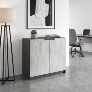 wohnli-moebel-suche-800000597412-1 KOMMODE Logan Fronten in Beton Oxid Optik Holzwerkstoff Vladon Möbel > Kommoden & Schubladenschränke > Kommoden Grau