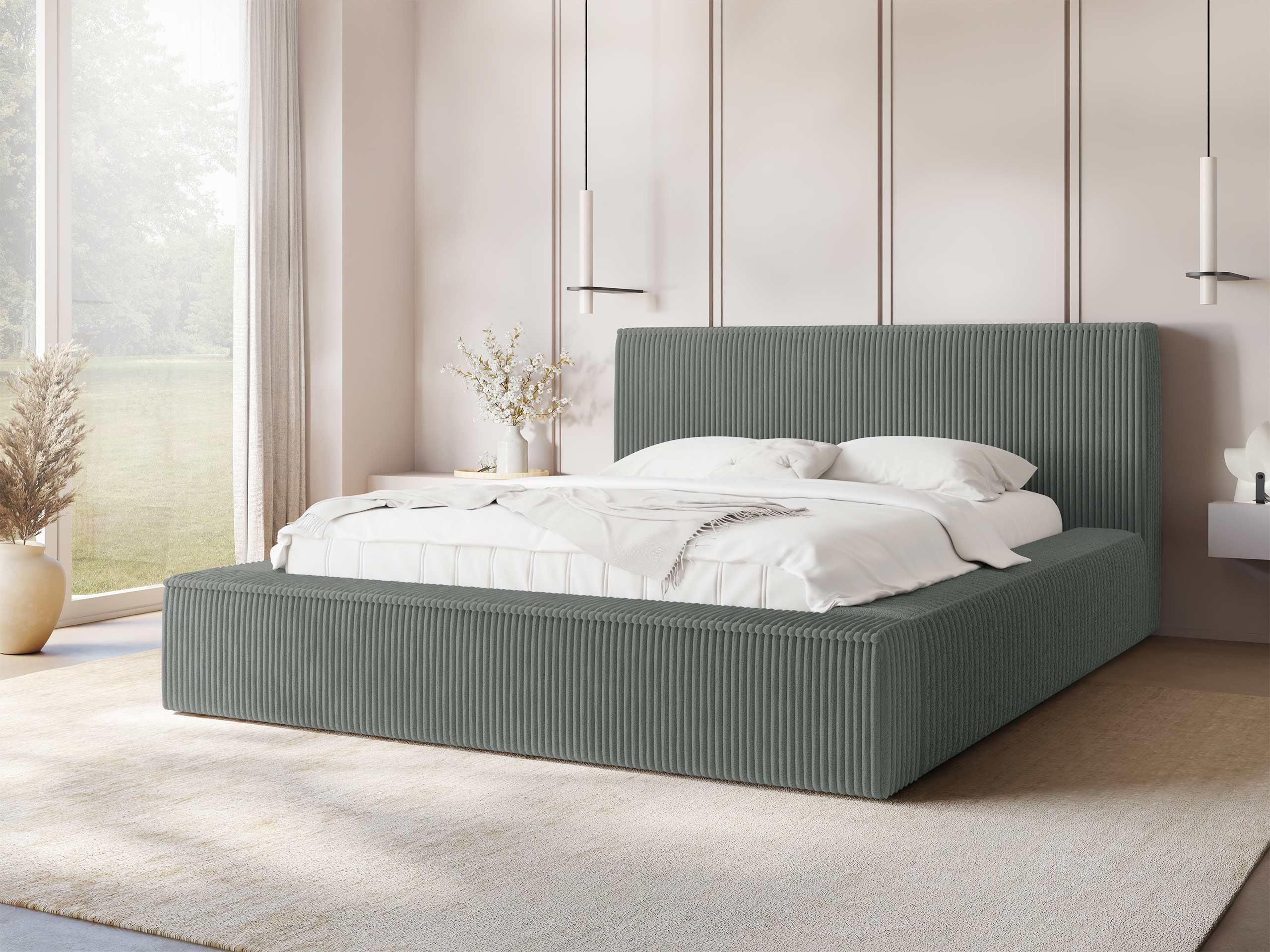 POLSTERBETT Glexi Cord Textil MIRJAN24 Möbel > Betten > Polsterbetten Grau
