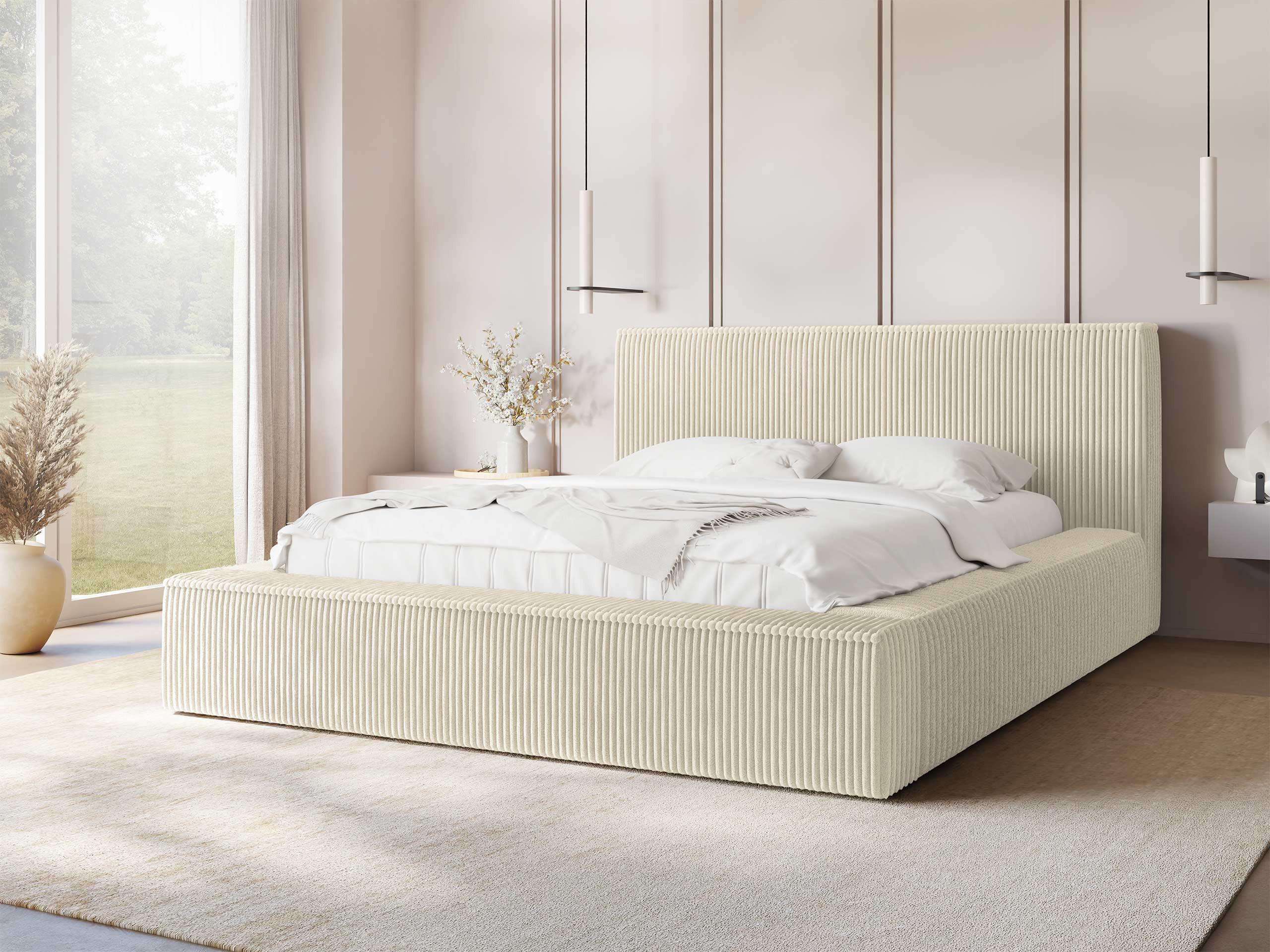 POLSTERBETT Glexi Cord Textil MIRJAN24 Möbel > Betten > Polsterbetten Weiß