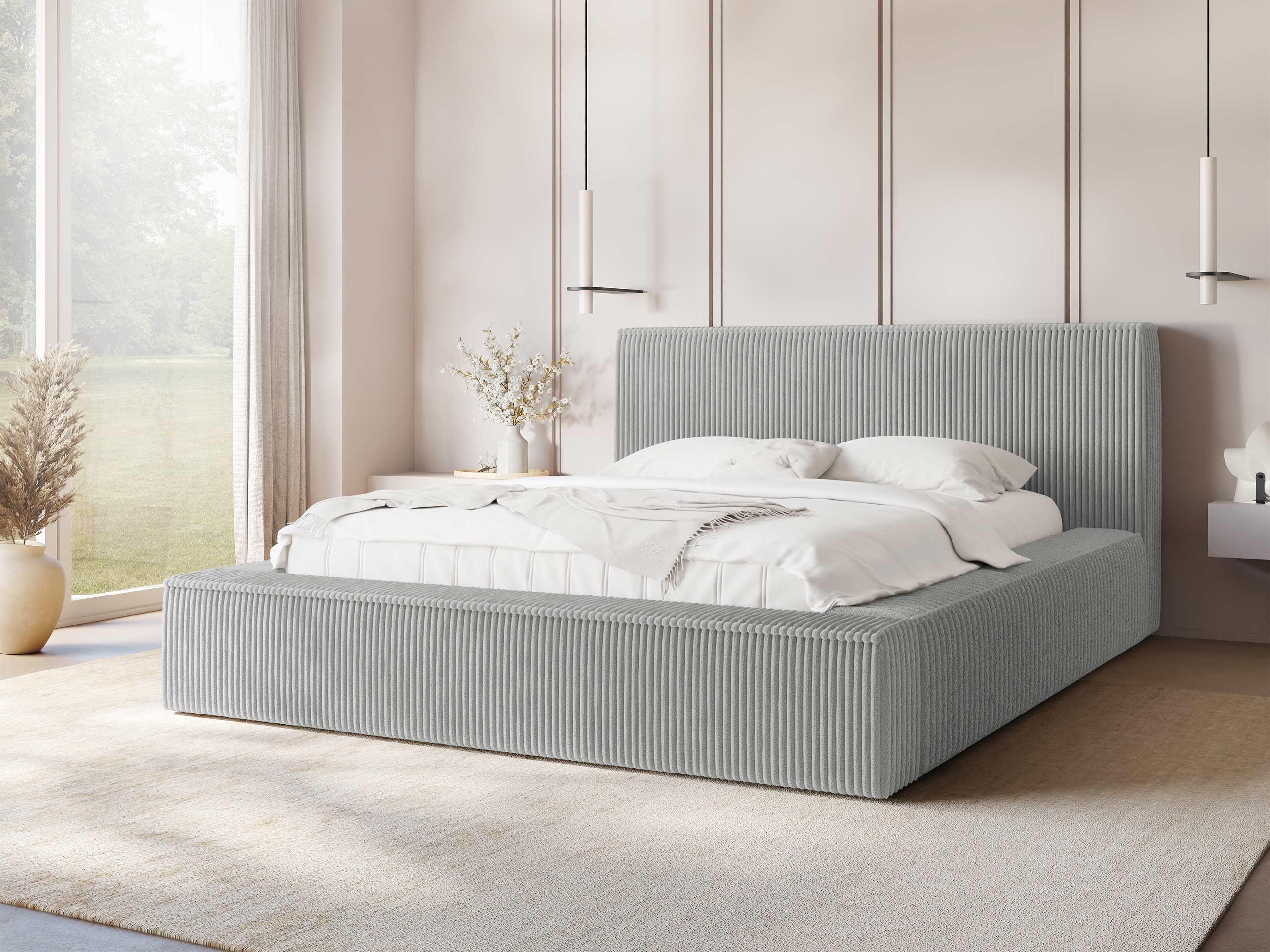 POLSTERBETT Glexi Cord Textil MIRJAN24 Möbel > Betten > Polsterbetten Grau