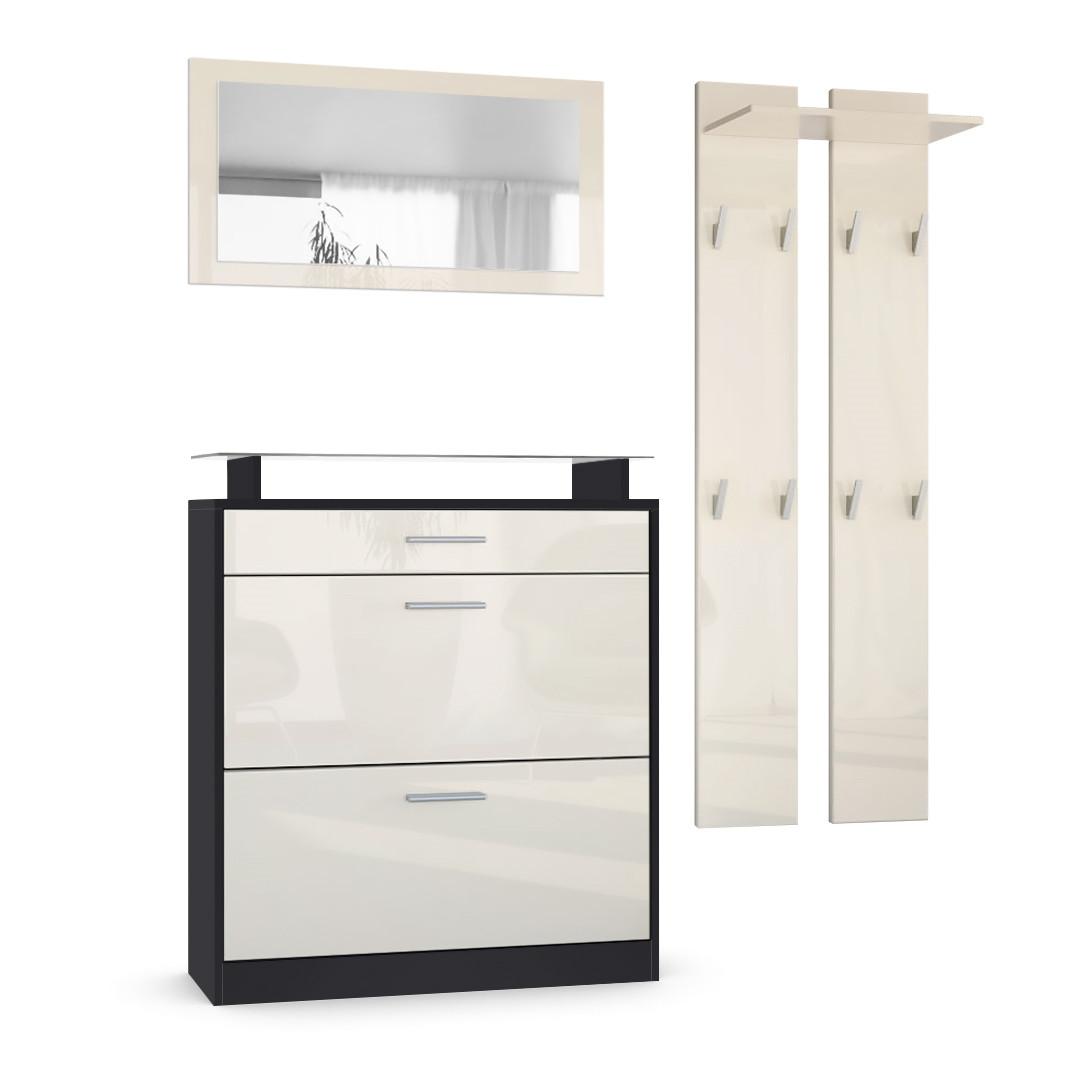 Wohnli Möbelsuche - GARDEROBE Loret Front in Creme Hochglanz