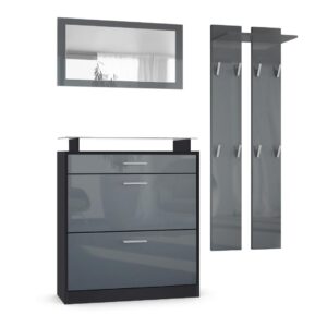 Wohnli Möbelsuche - GARDEROBE Loret Front in Grau Hochglanz