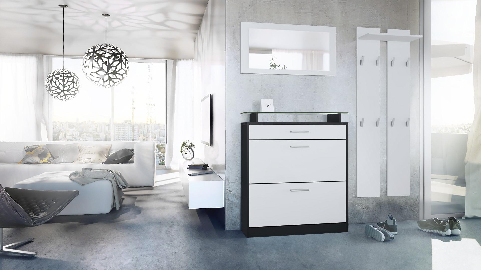 wohnli-moebel-suche-800000608484-1 GARDEROBE Loret Front in Weiß matt Holzwerkstoff Vladon Garderoben Weiß