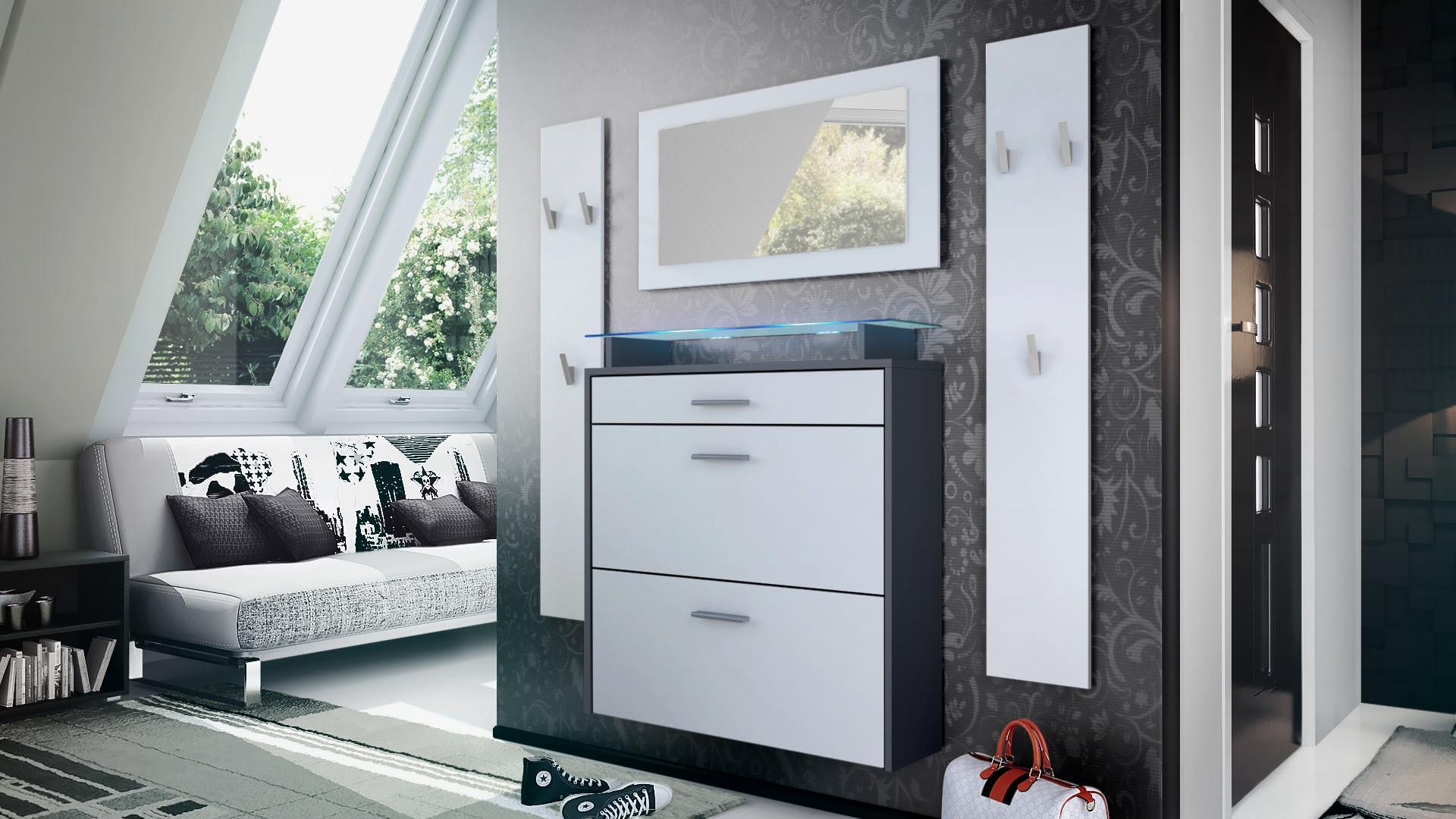 wohnli-moebel-suche-800000608490-1 GARDEROBE Malea Fronten in Weiß matt Holzwerkstoff Vladon Garderoben Weiß