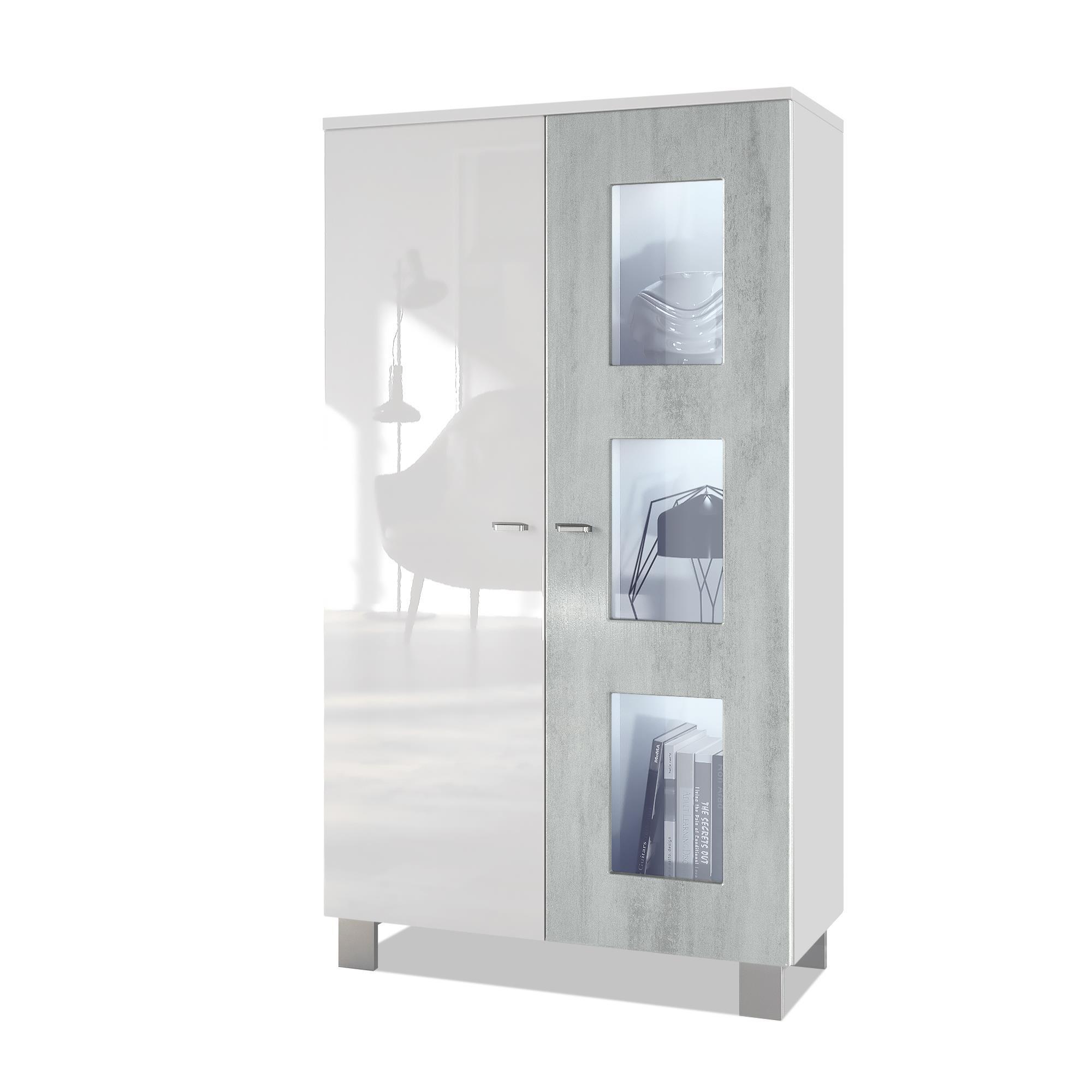 Wohnli Möbelsuche - VITRINE Denjo Tür in Beton Oxid Optik