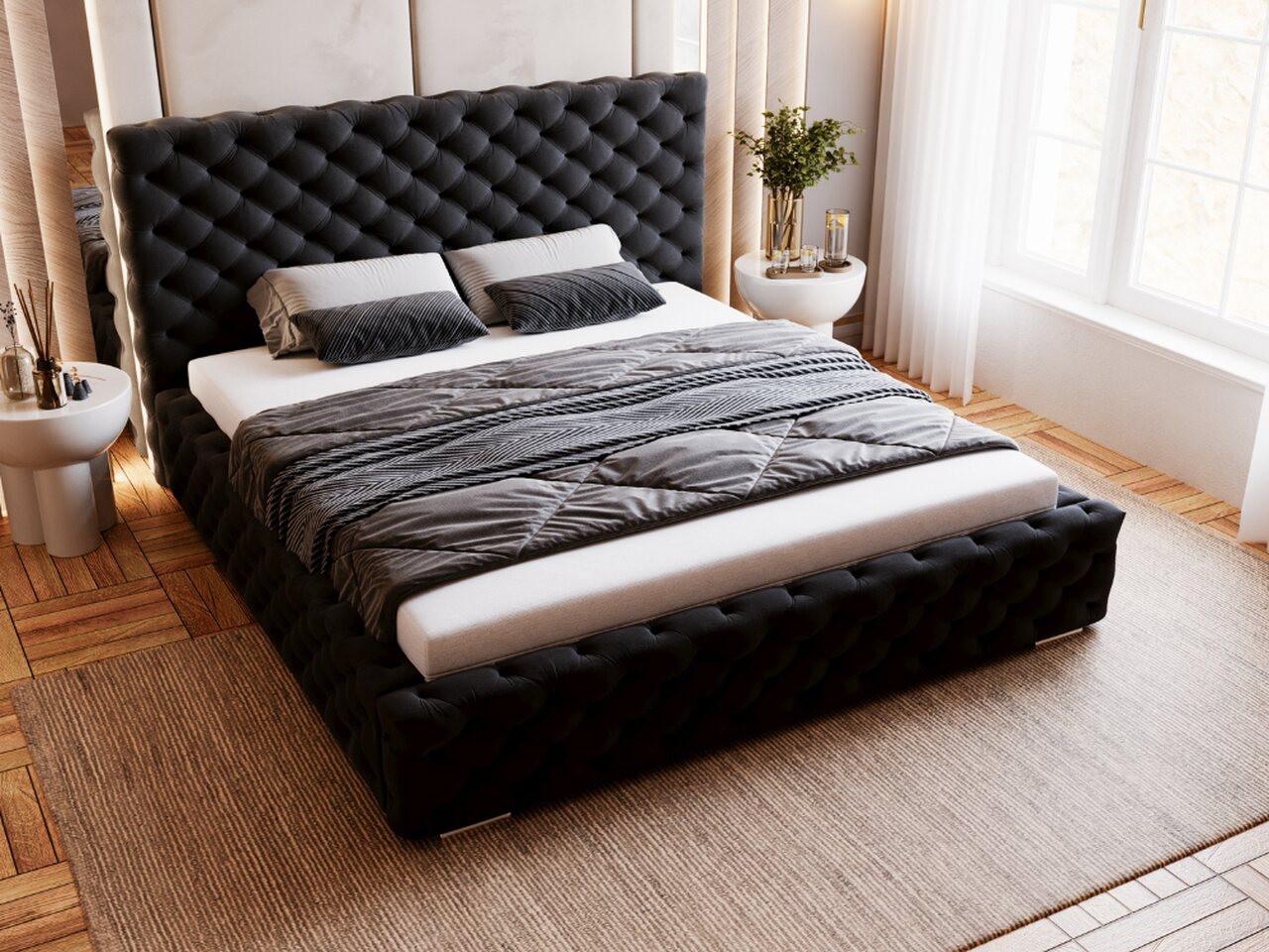wohnli-moebel-suche-800000609400-1 POLSTERBETT Astra 160x200 Schwarz Textil Graingold Möbel > Betten > Polsterbetten Schwarz