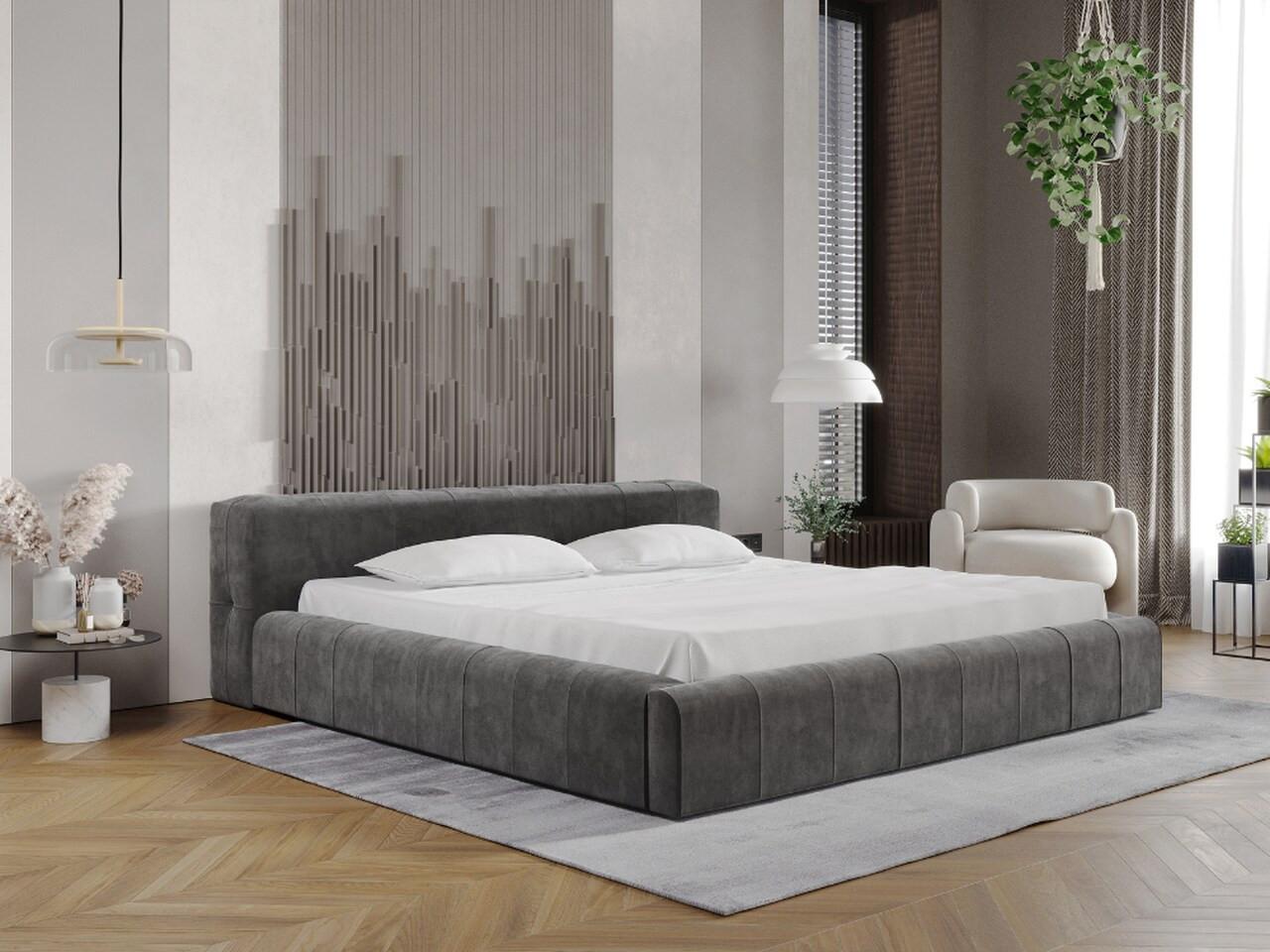 wohnli-moebel-suche-800000609579-1 POLSTERBETT Lipari 140x200 Dunkelgrau Textil Graingold Möbel > Betten > Polsterbetten Grau