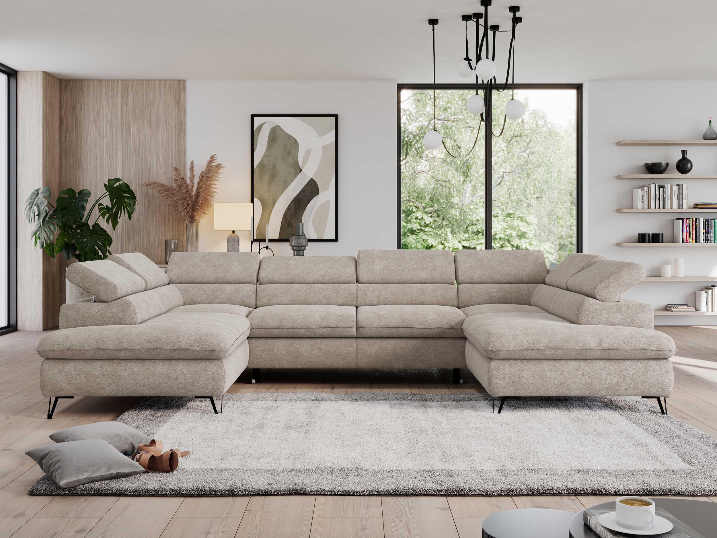 WOHNLANDSCHAFT PEDRO U Struktur Beige Textil MKS Möbel > Sofas & Couches > Wohnlandschaften > Wohnlandschaften U-Form Beige
