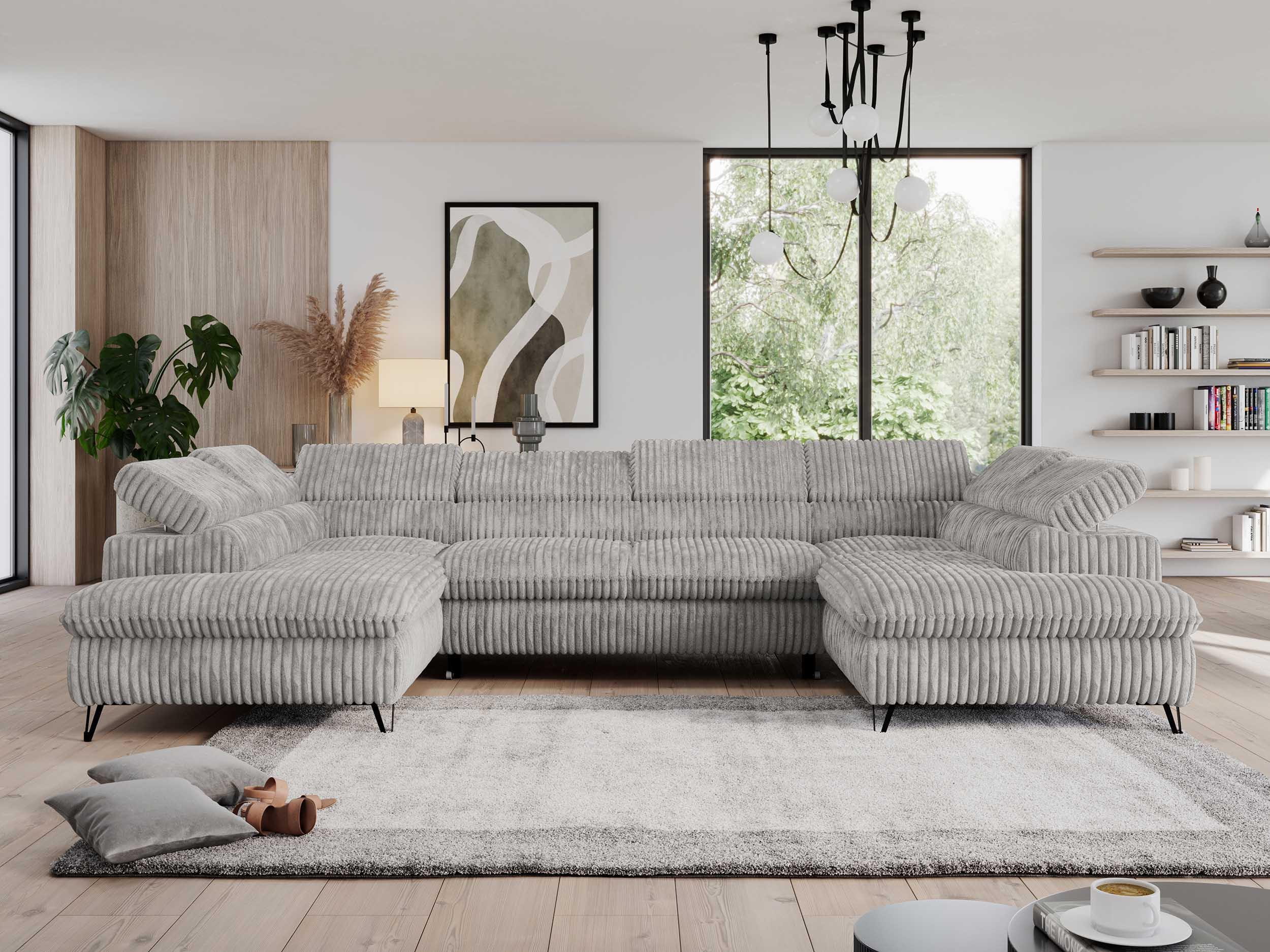 wohnli-moebel-suche-800000611290-1 WOHNLANDSCHAFT PEDRO U Cord Grau Textil MKS Möbel > Sofas & Couches > Wohnlandschaften > Wohnlandschaften U-Form Grau