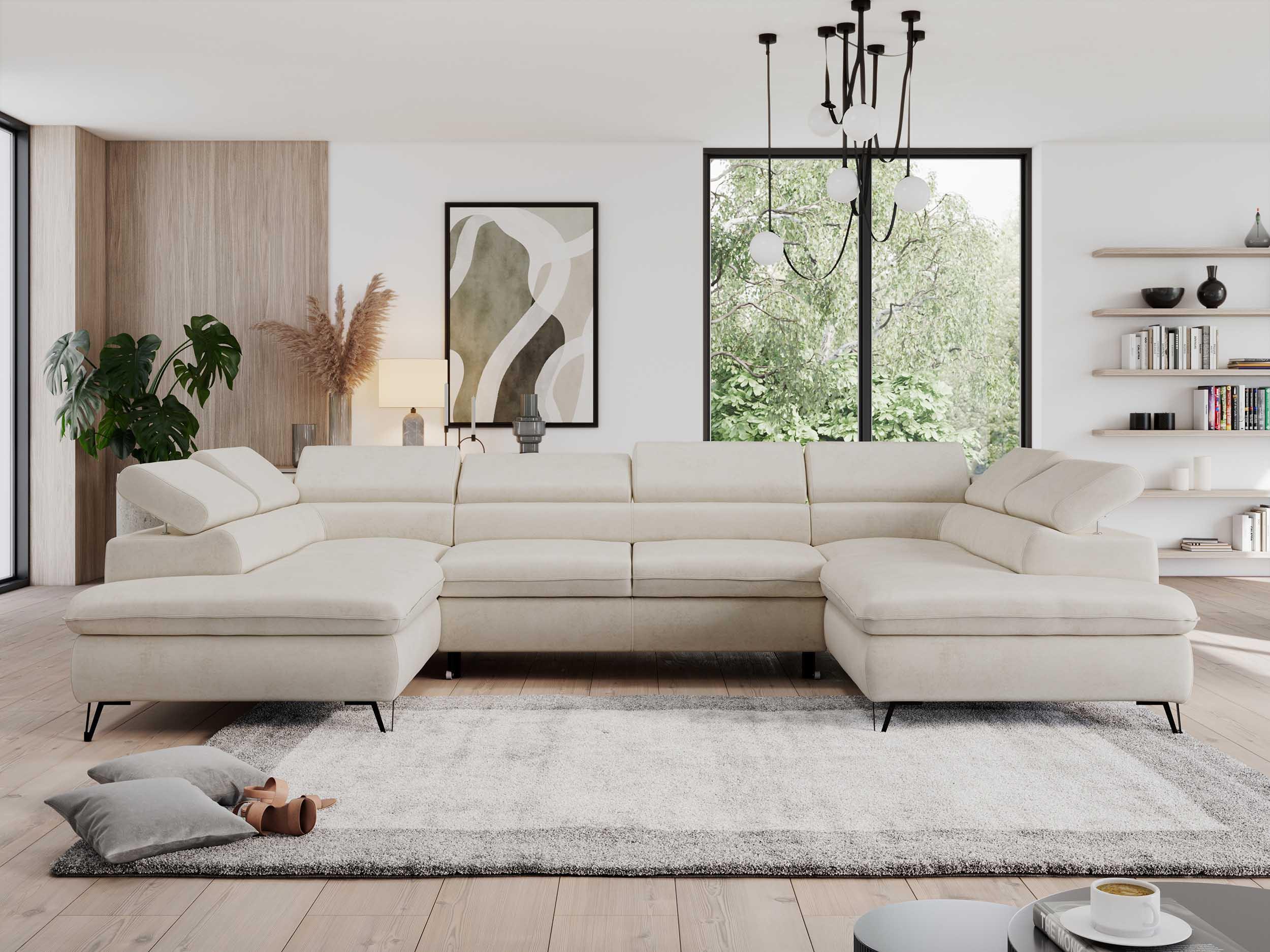 WOHNLANDSCHAFT PEDRO U Samt Creme Textil MKS Möbel > Sofas & Couches > Wohnlandschaften > Wohnlandschaften U-Form Weiß