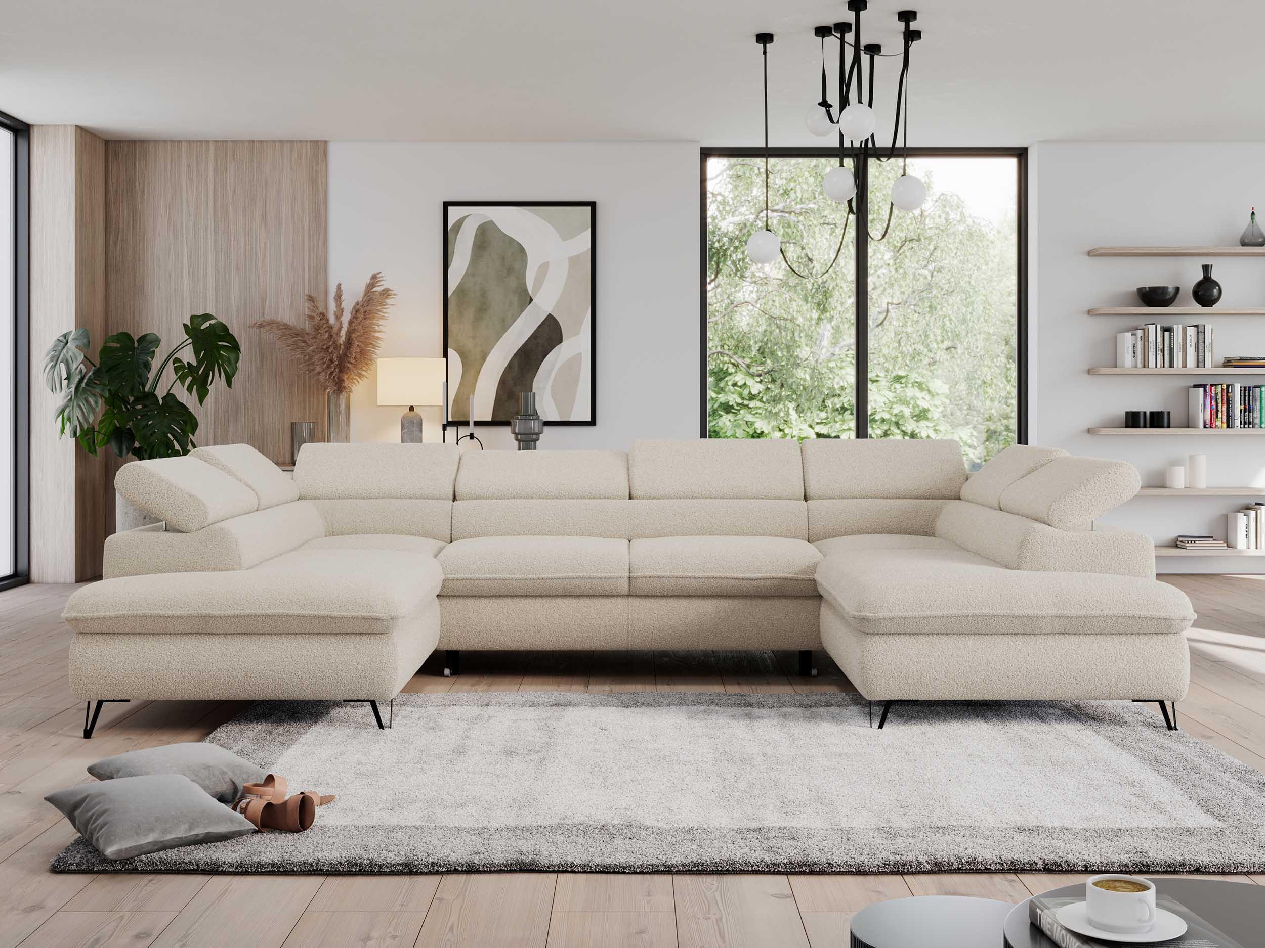 wohnli-moebel-suche-800000611299-1 WOHNLANDSCHAFT PEDRO U Boucle Beige Textil MKS Möbel > Sofas & Couches > Wohnlandschaften > Wohnlandschaften U-Form Beige