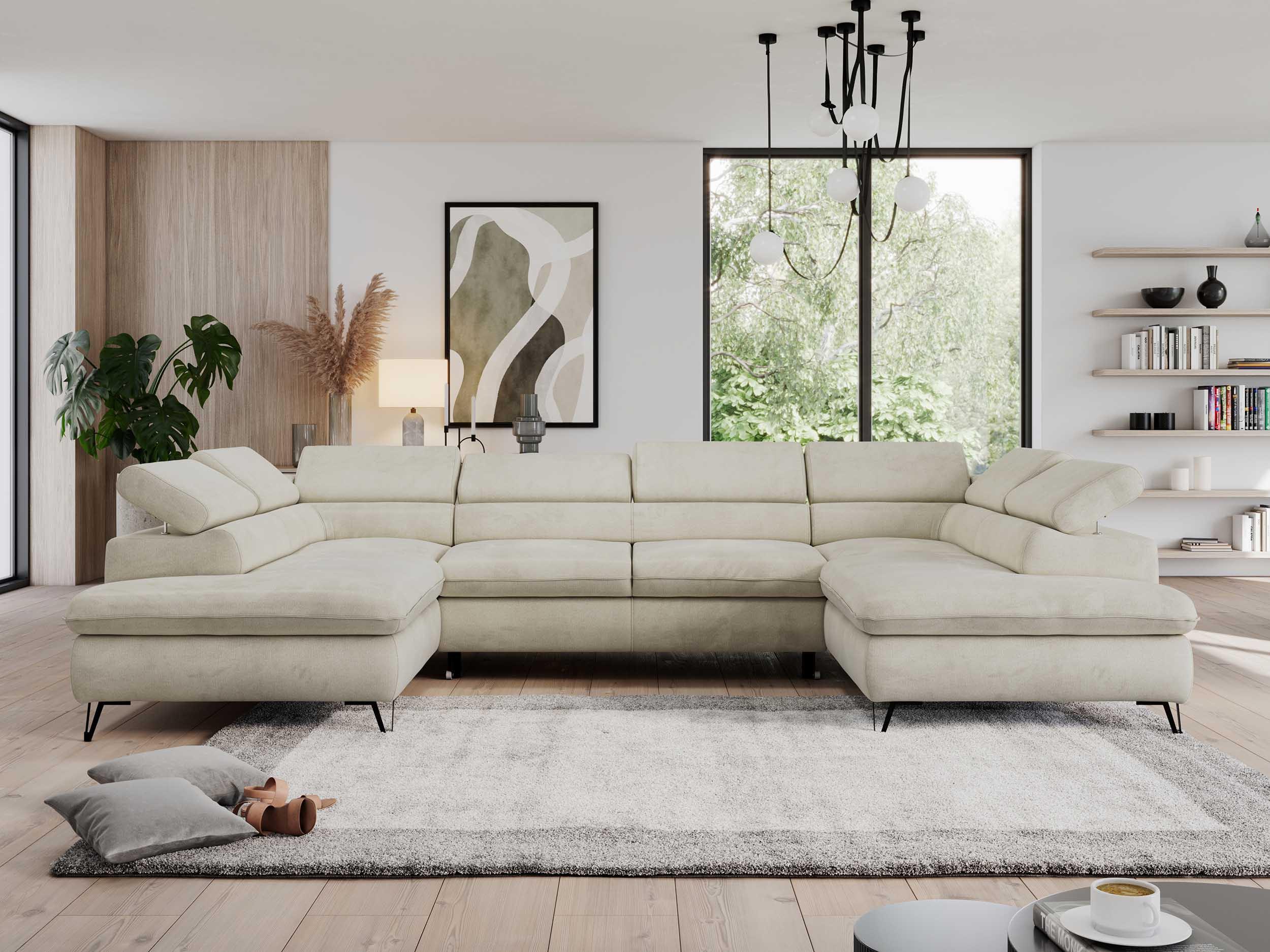 wohnli-moebel-suche-800000611301-1 WOHNLANDSCHAFT PEDRO U Velvet Beige Textil MKS Möbel > Sofas & Couches > Wohnlandschaften > Wohnlandschaften U-Form Beige