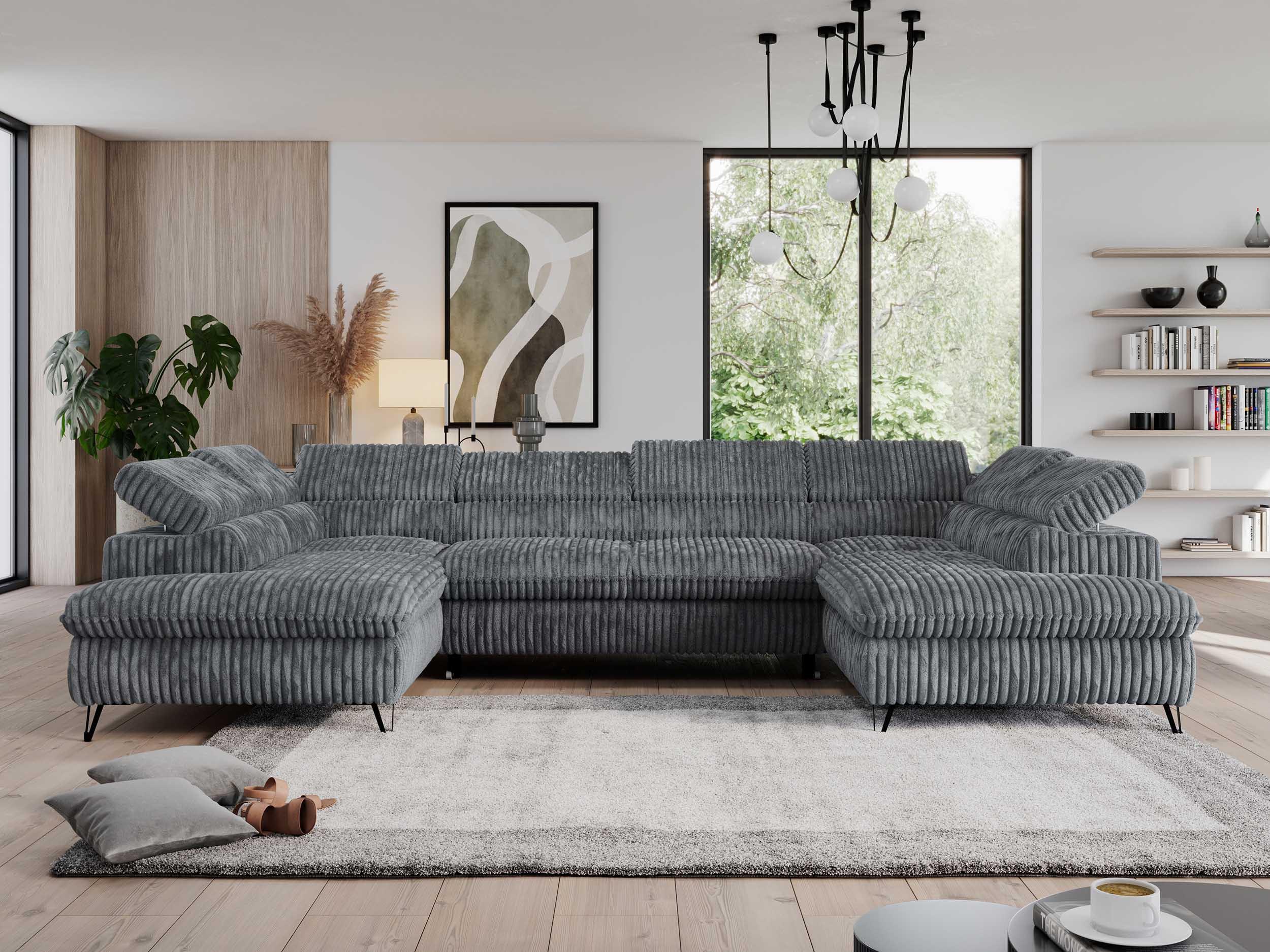 wohnli-moebel-suche-800000611307-1 WOHNLANDSCHAFT PEDRO U Cord Dunkelgrau Textil MKS Möbel > Sofas & Couches > Wohnlandschaften > Wohnlandschaften U-Form Grau