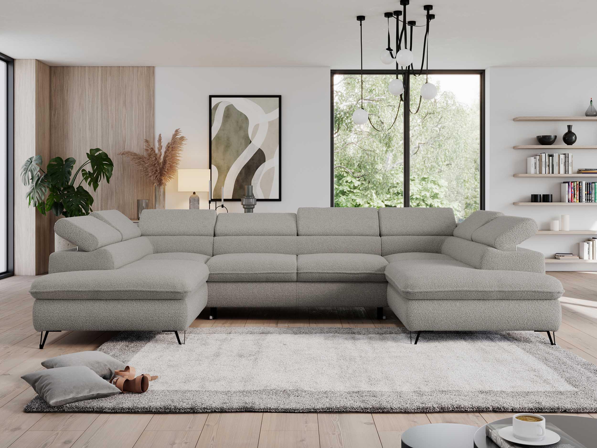 wohnli-moebel-suche-800000611308-1 WOHNLANDSCHAFT PEDRO U Boucle Hellgrau Textil MKS Möbel > Sofas & Couches > Wohnlandschaften > Wohnlandschaften U-Form Grau