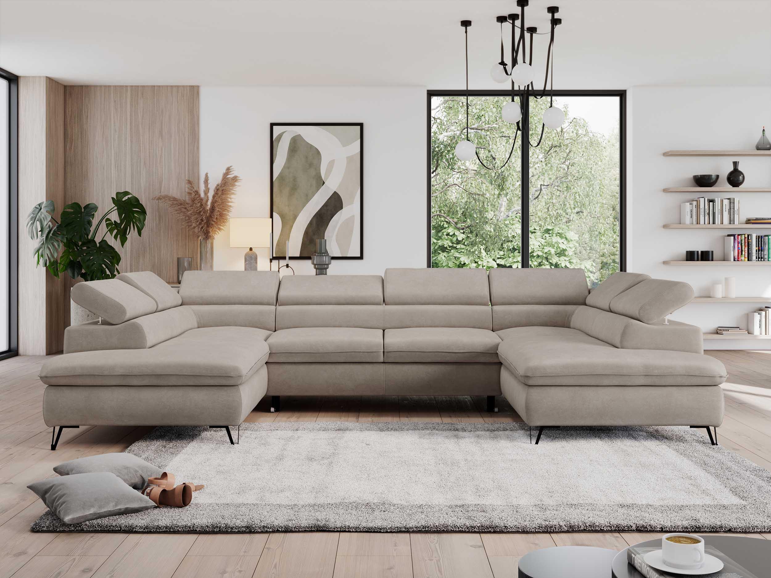 WOHNLANDSCHAFT PEDRO U Samt Beige Textil MKS Möbel > Sofas & Couches > Wohnlandschaften > Wohnlandschaften U-Form Beige
