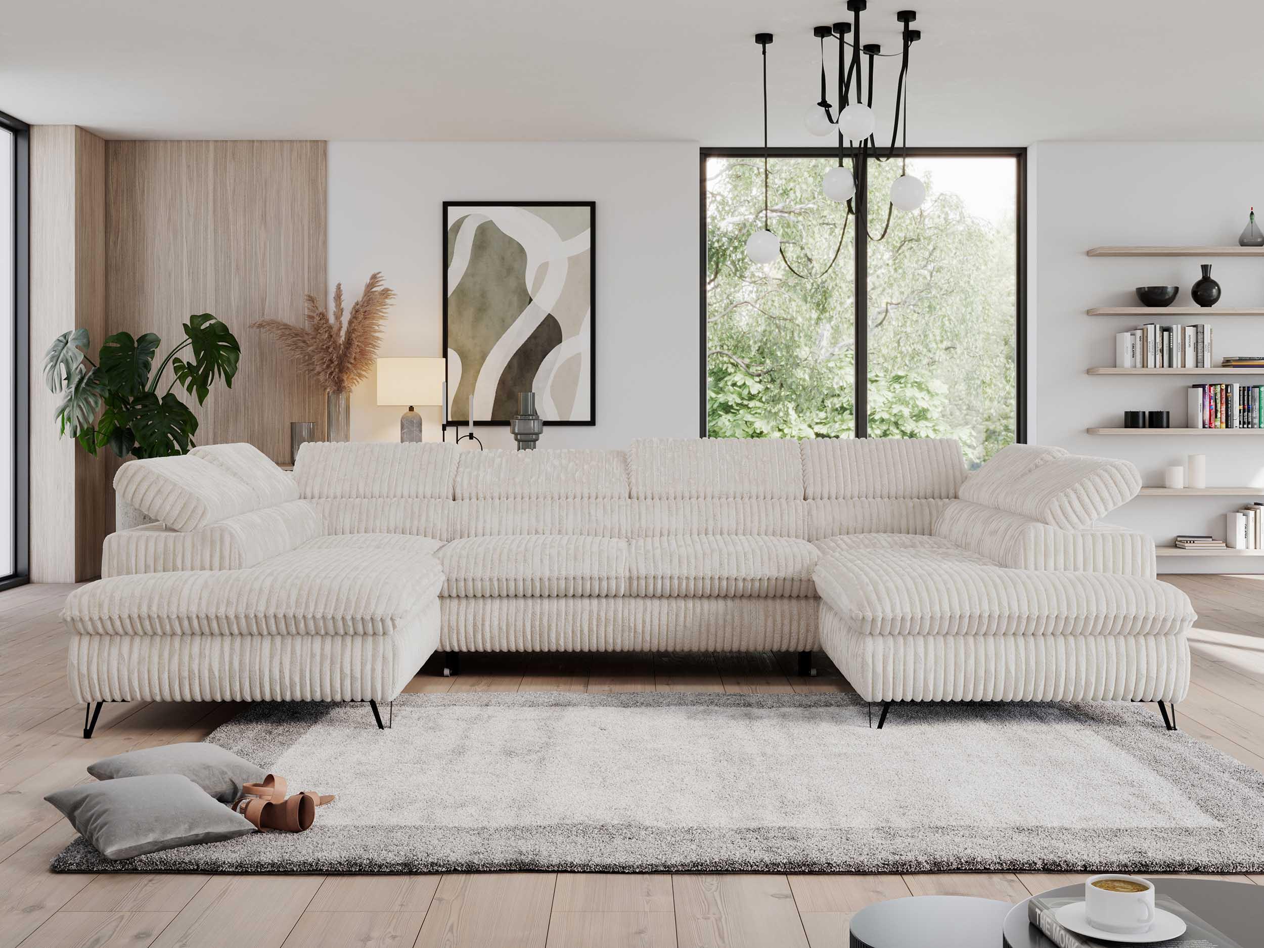 WOHNLANDSCHAFT PEDRO U Cord Creme Textil MKS Möbel > Sofas & Couches > Wohnlandschaften > Wohnlandschaften U-Form Weiß