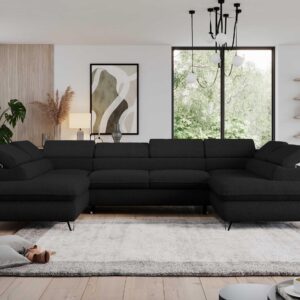 wohnli-moebel-suche-800000611314-1 WOHNLANDSCHAFT PEDRO U Boucle Schwarz Textil MKS Möbel > Sofas & Couches > Wohnlandschaften > Wohnlandschaften U-Form Schwarz