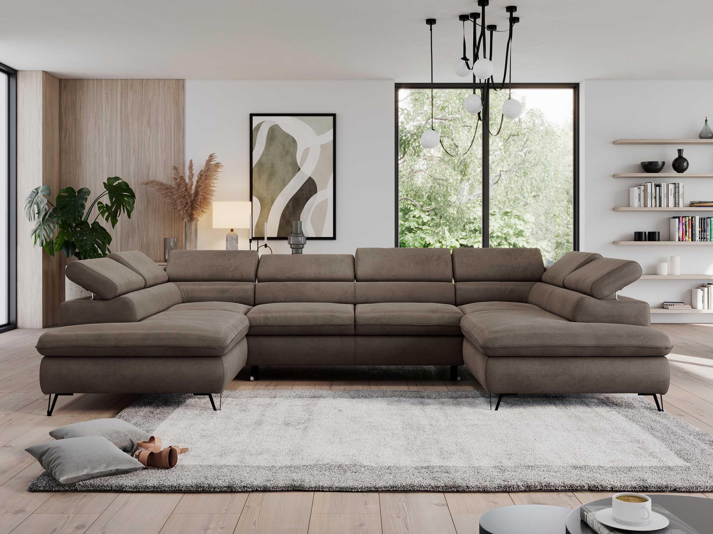 WOHNLANDSCHAFT PEDRO U Velvet Braun Textil MKS Möbel > Sofas & Couches > Wohnlandschaften > Wohnlandschaften U-Form Braun