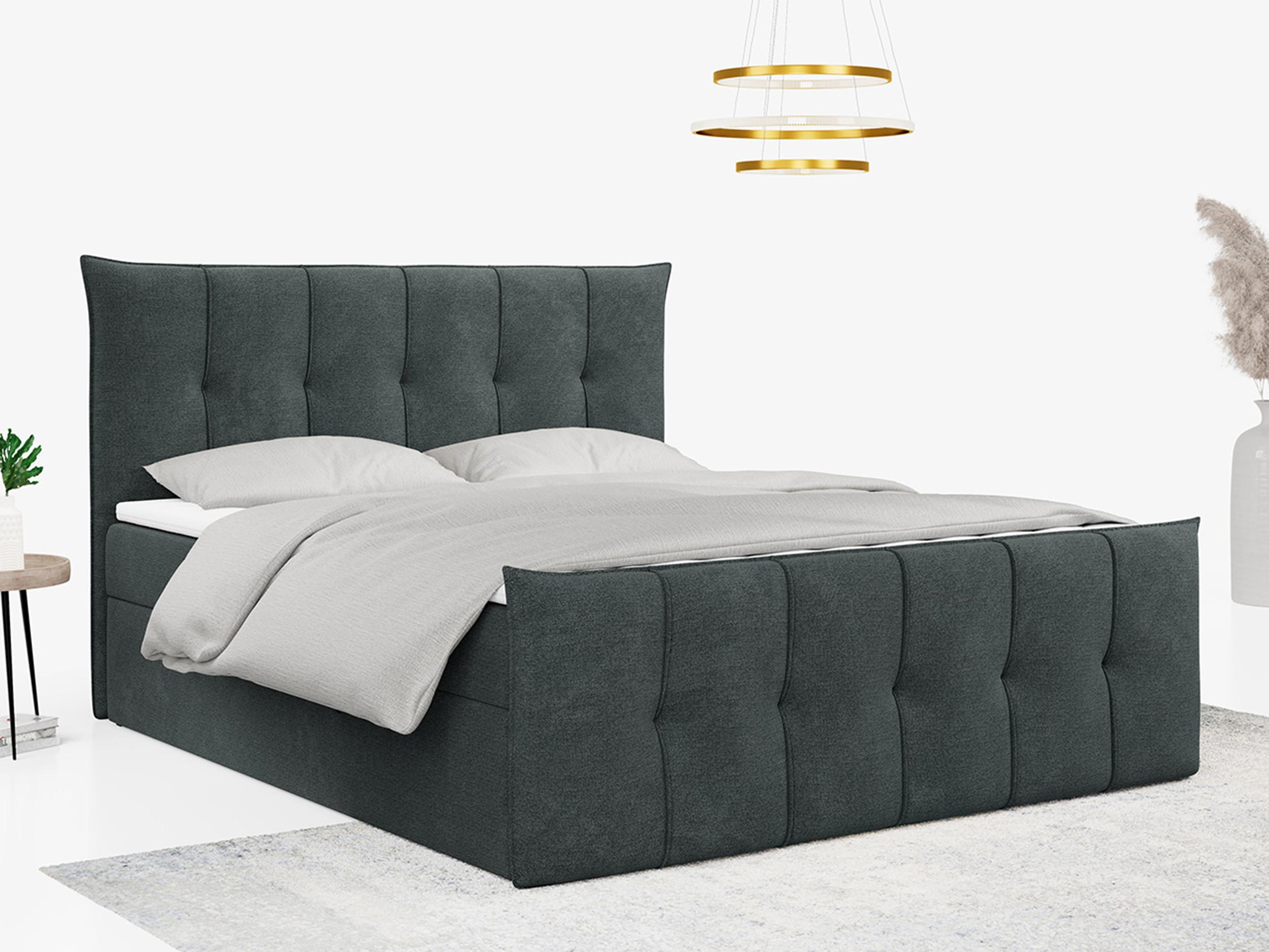 BOXBETT PREMIUM 11 200/200 Dunkelgrau Struktur - H4 Textil MKS Möbel > Betten > Boxspringbetten Grau