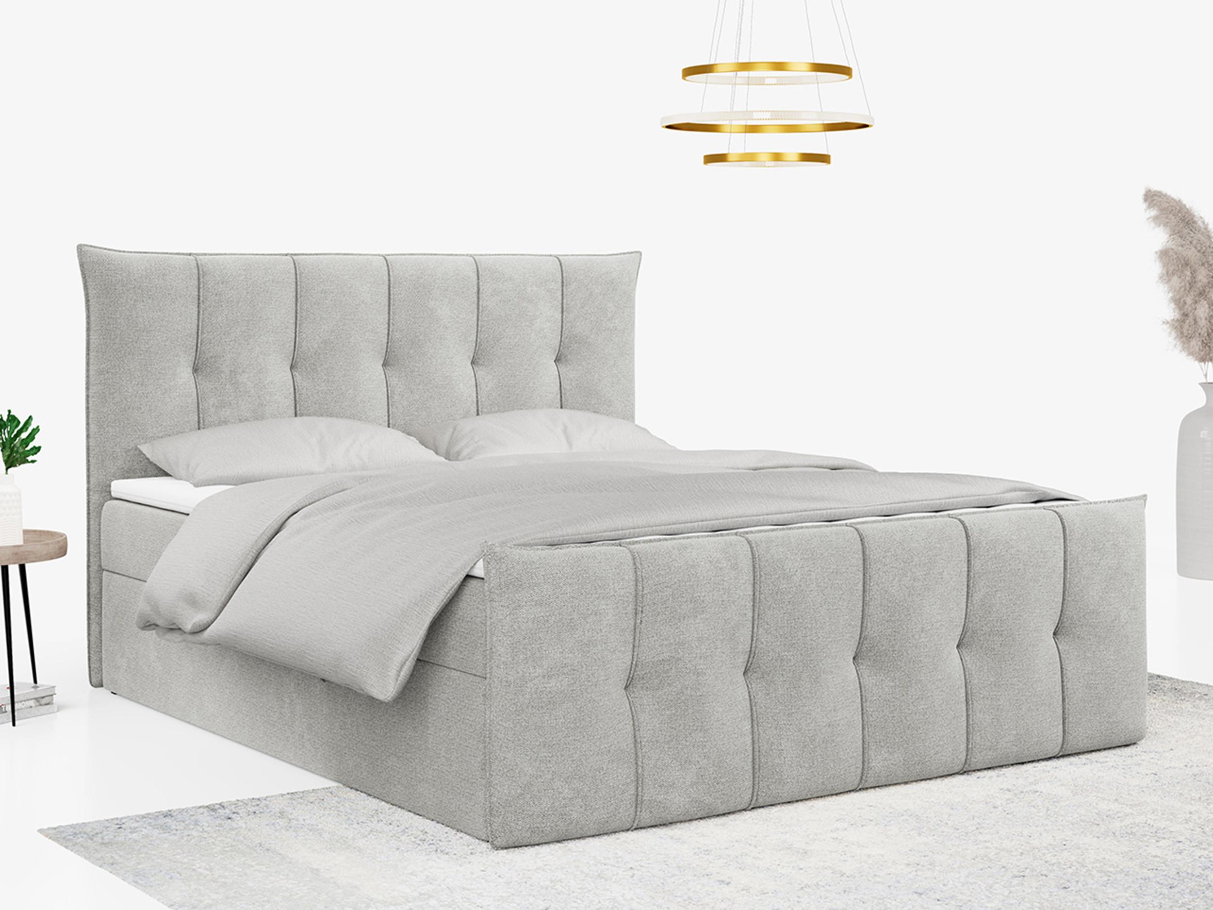 wohnli-moebel-suche-800000611351-1 BOXBETT PREMIUM 11 200/200 Hellgrau Struktur - H3 Textil MKS Möbel > Betten > Boxspringbetten Grau