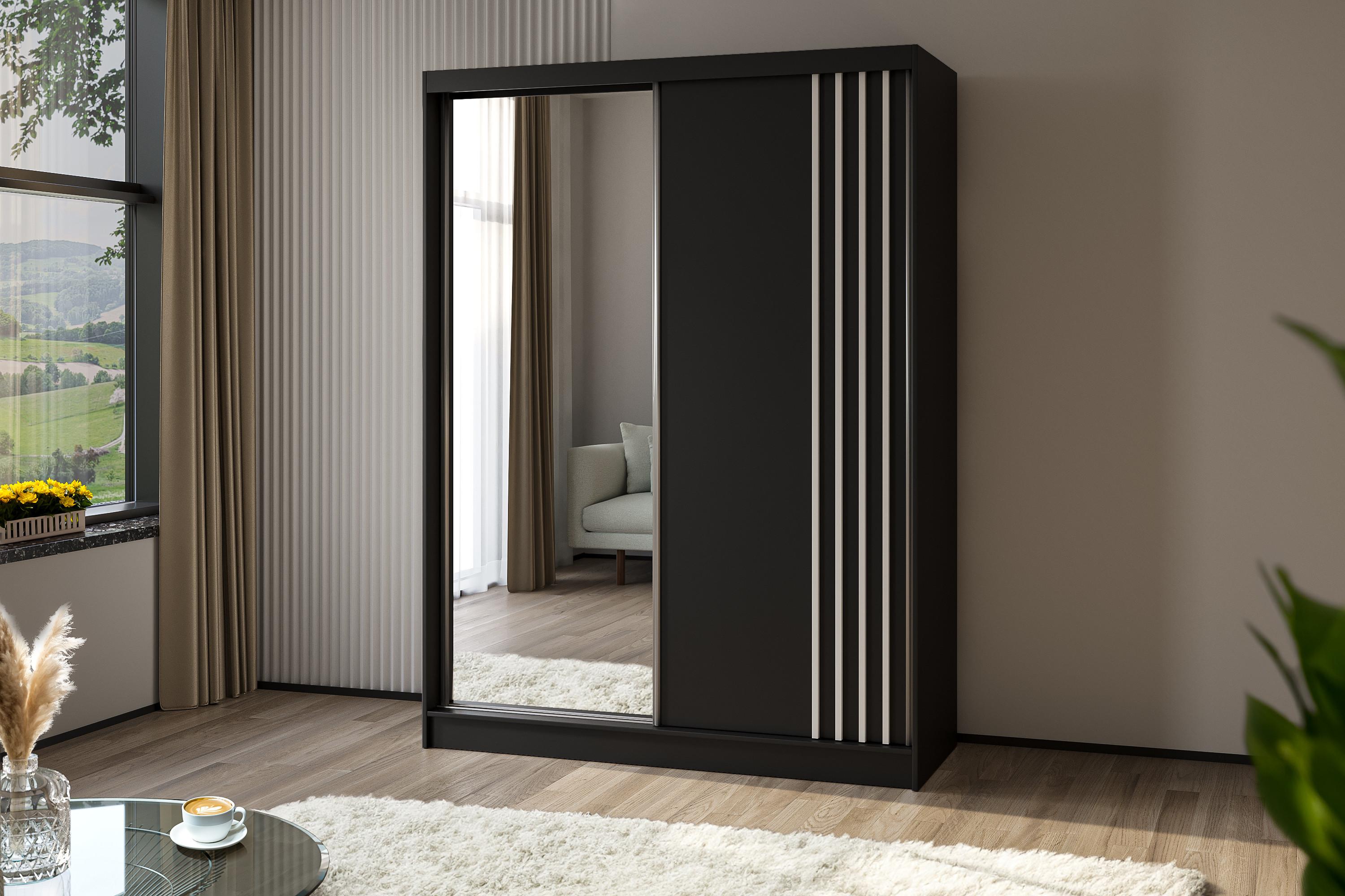 LED-Beleuchtung - NALLA - 160 cm Schwarz+Schwarz+Weiß