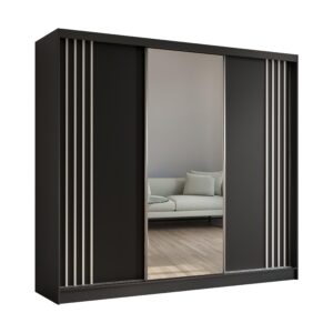 Wohnli Möbelsuche - KLEIDERSCHRANK mit Spiegel-Schiebetüren und Aluminium-Leisten