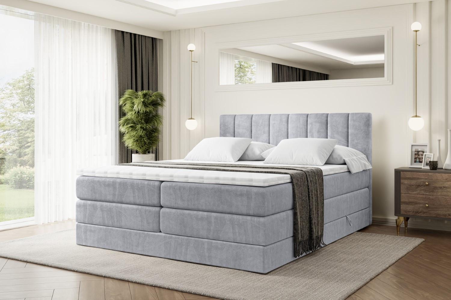 wohnli-moebel-suche-800000612871-1 BOXSPRINGBETT OTTA KING - 200x200 - H3/H4 - Hellgrau Holzwerkstoff ALTDECOR Möbel > Betten > Boxspringbetten Grau