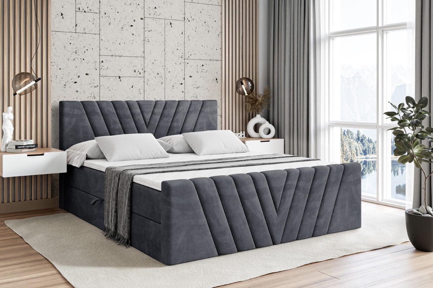 wohnli-moebel-suche-800000612894-1 BOXBETT ERNINA-Z - 140x200 cm - H4 - Dunkelgrau Holzwerkstoff ALTDECOR Möbel > Betten > Boxspringbetten Grau