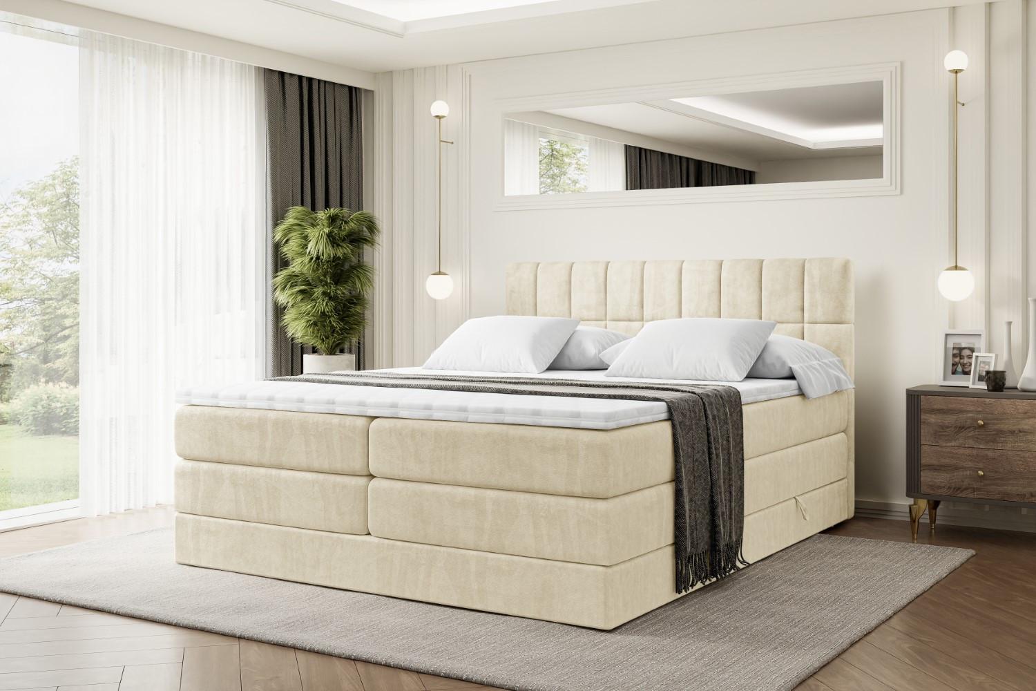 wohnli-moebel-suche-800000612951-1 BOXSPRINGBETT MIAMI KING - 200x200 - H3/H4 - Beige Holzwerkstoff ALTDECOR Möbel > Betten > Boxspringbetten Beige