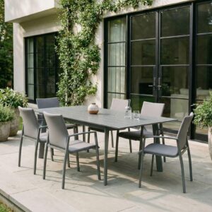 wohnli-moebel-suche-800000613486-1 GARTENMÖBEL SET VERANO 7er Set grau/schwarz Metall, Metall IDIMEX Garten & Outdoor > Gartenmöbel > Gartenmöbel-Sets Grau